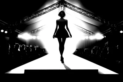 Fashion Model Walking Down A High Fashion Runway