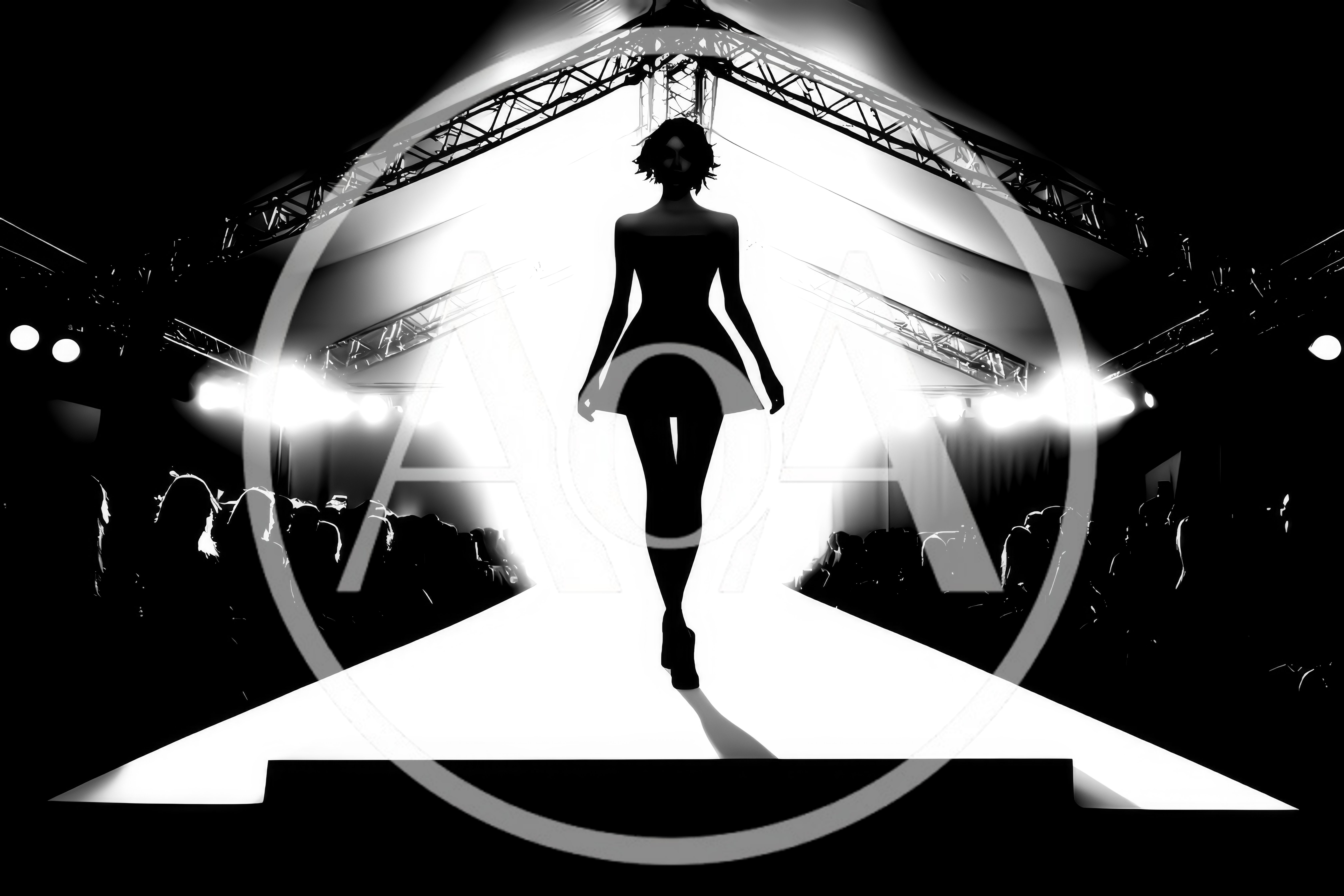 Fashion Model Walking Down A High Fashion Runway