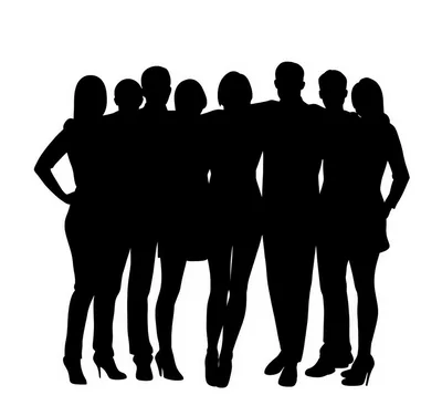 Silhouette Of A Diverse Group Of Friends Standing Together