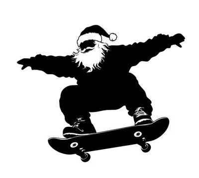Santa Claus Performing A Skateboard Jump