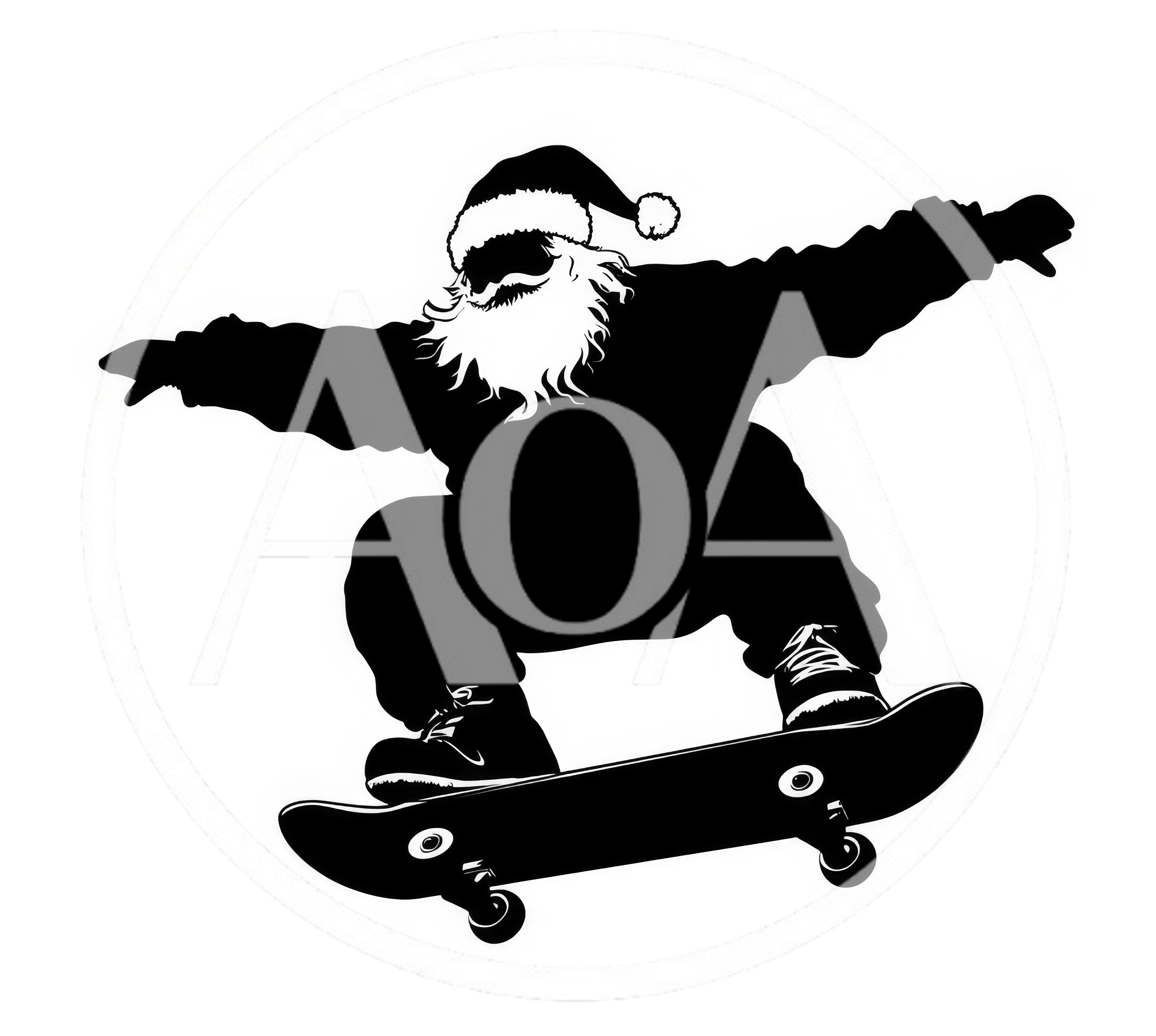Santa Claus Performing A Skateboard Jump