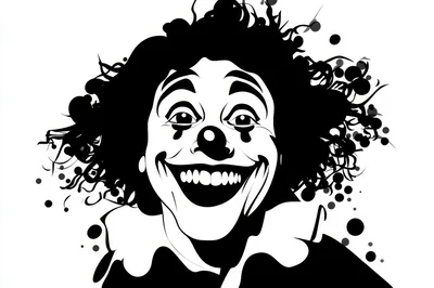 Stylized Black And White Clown Portrait Illustration