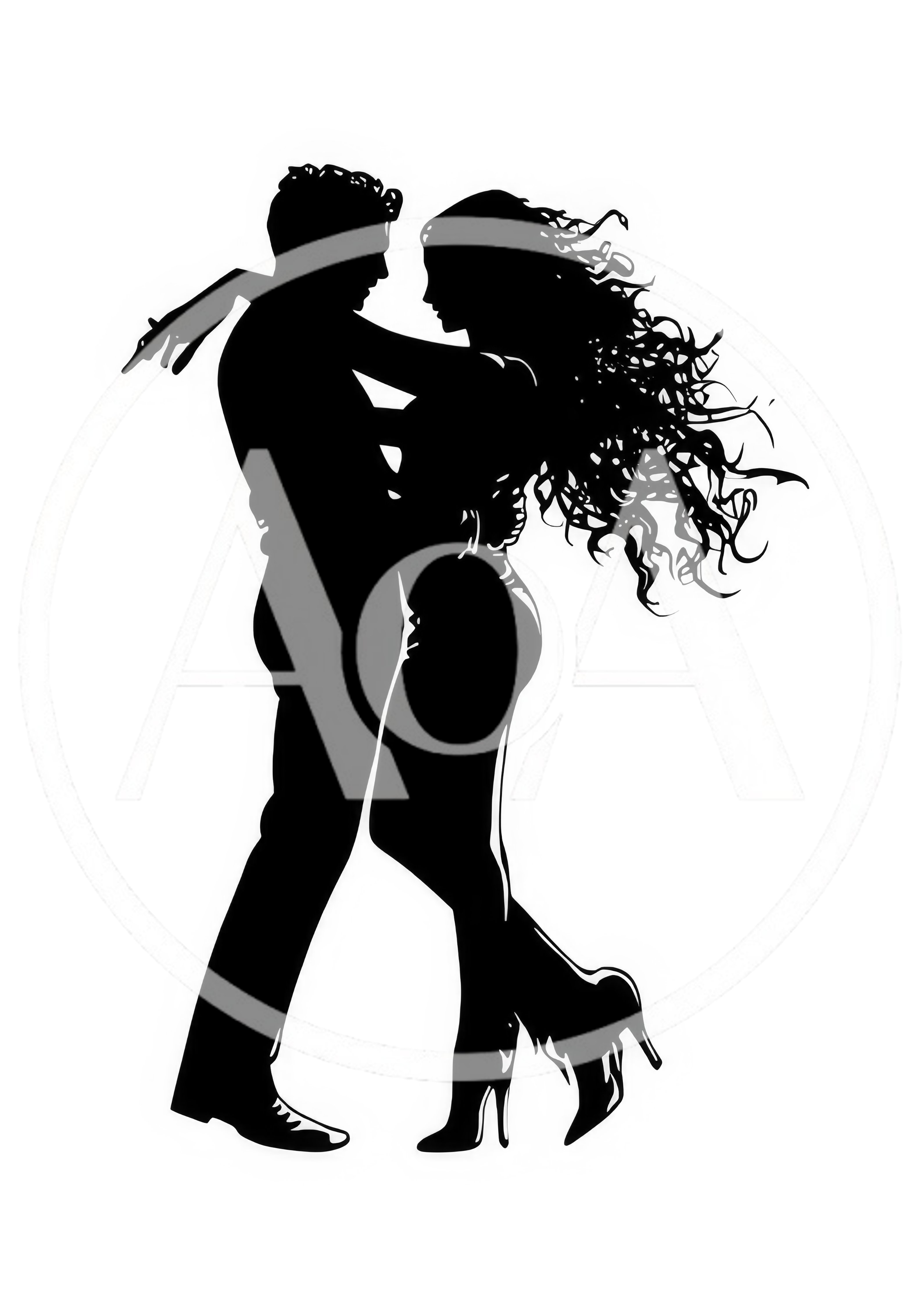 Silhouette Of A Romantic Couple Dancing