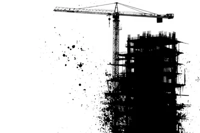 Silhouette Of A Construction Crane And Building Frame