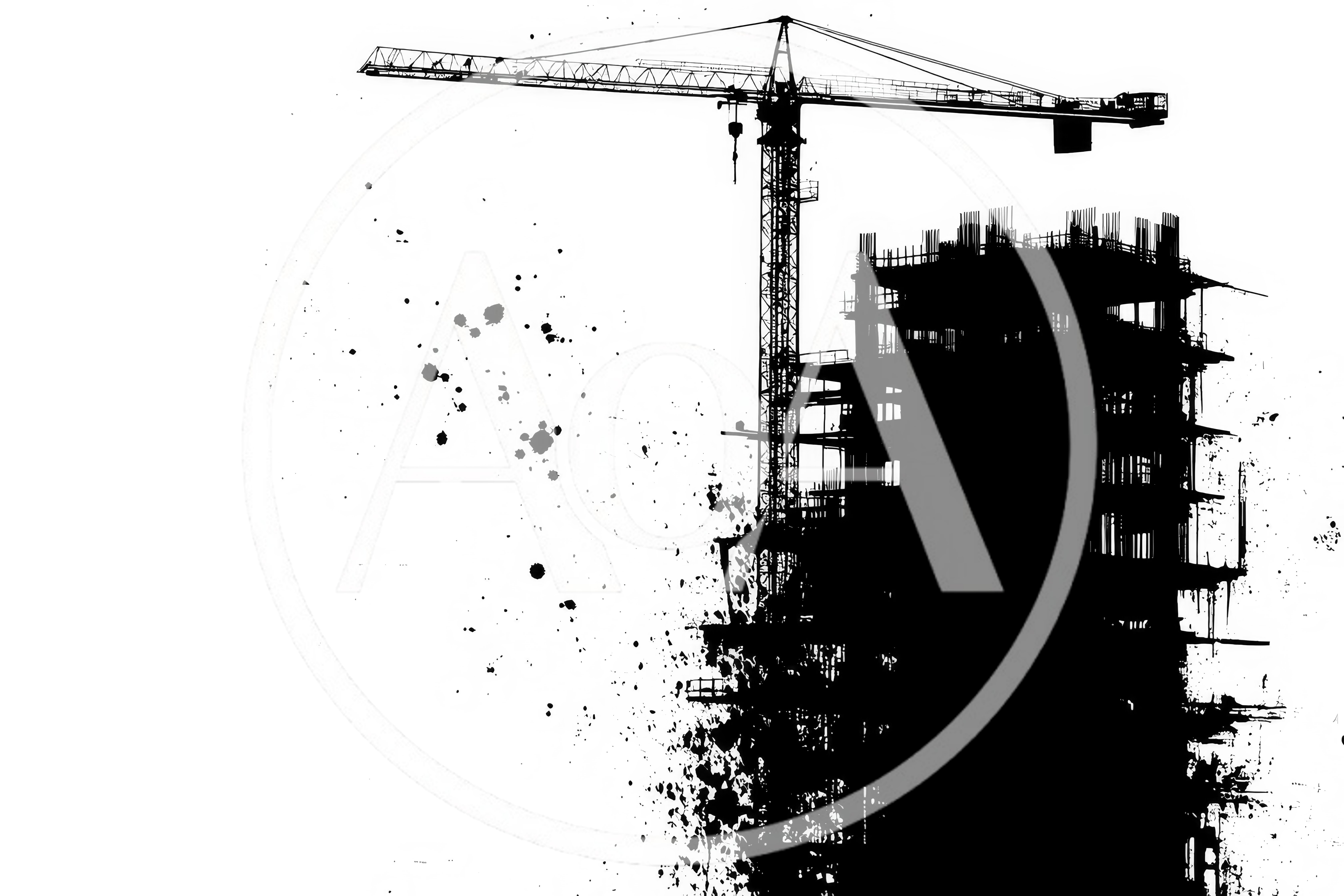 Silhouette Of A Construction Crane And Building Frame