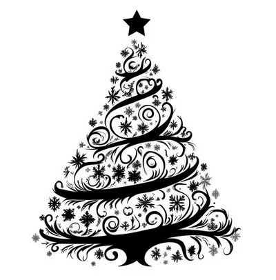 Black And White Stylized Christmas Tree Illustration