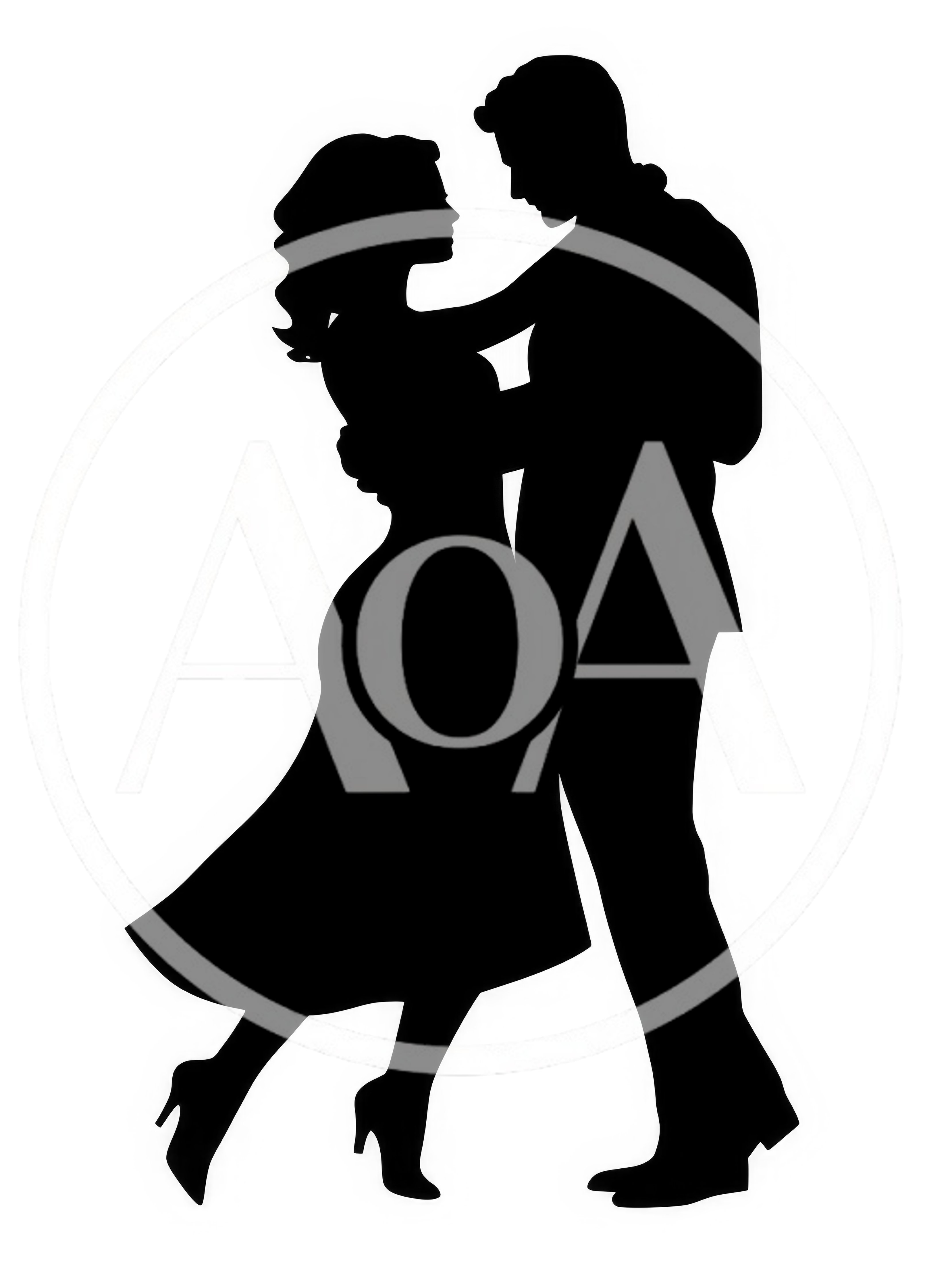 Silhouette Of A Romantic Couple Dancing Together
