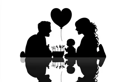 Silhouette of a Family Celebrating a Birthday