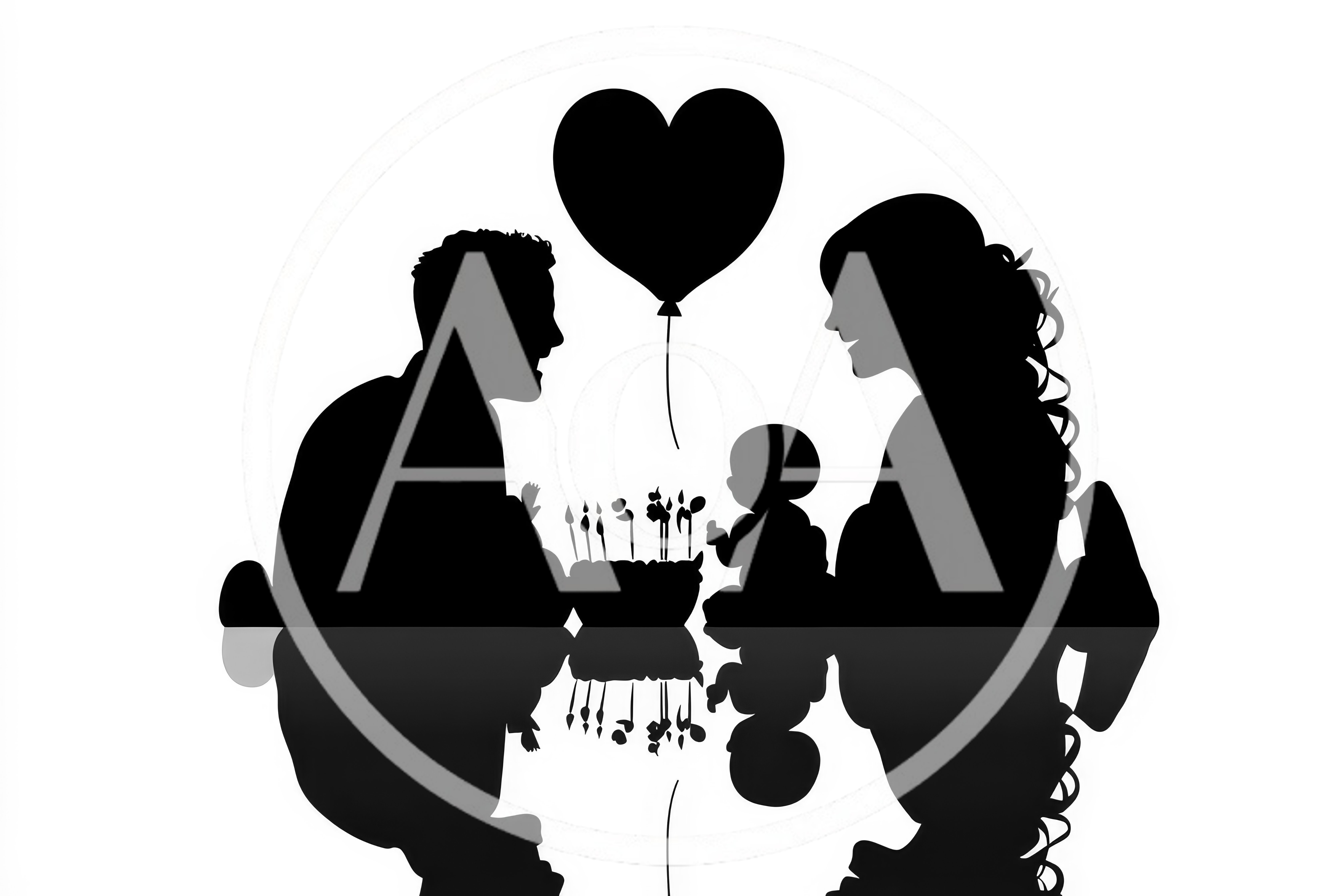 Silhouette of a Family Celebrating a Birthday
