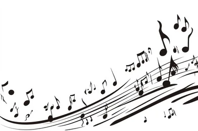 Abstract Musical Notes Floating On Wavy Staff Lines