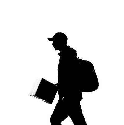 Silhouette Of A Delivery Person Carrying A Package