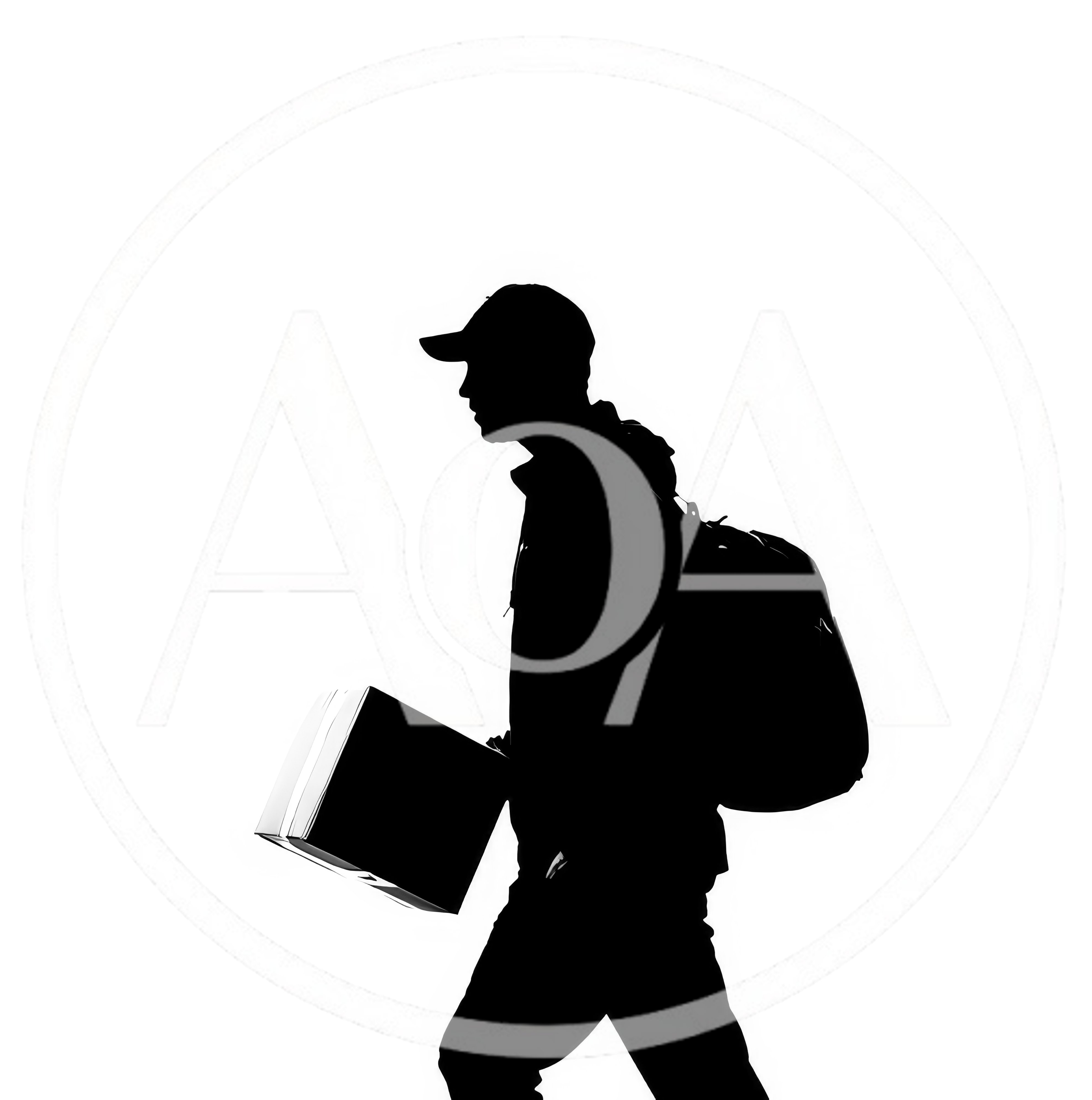 Silhouette Of A Delivery Person Carrying A Package
