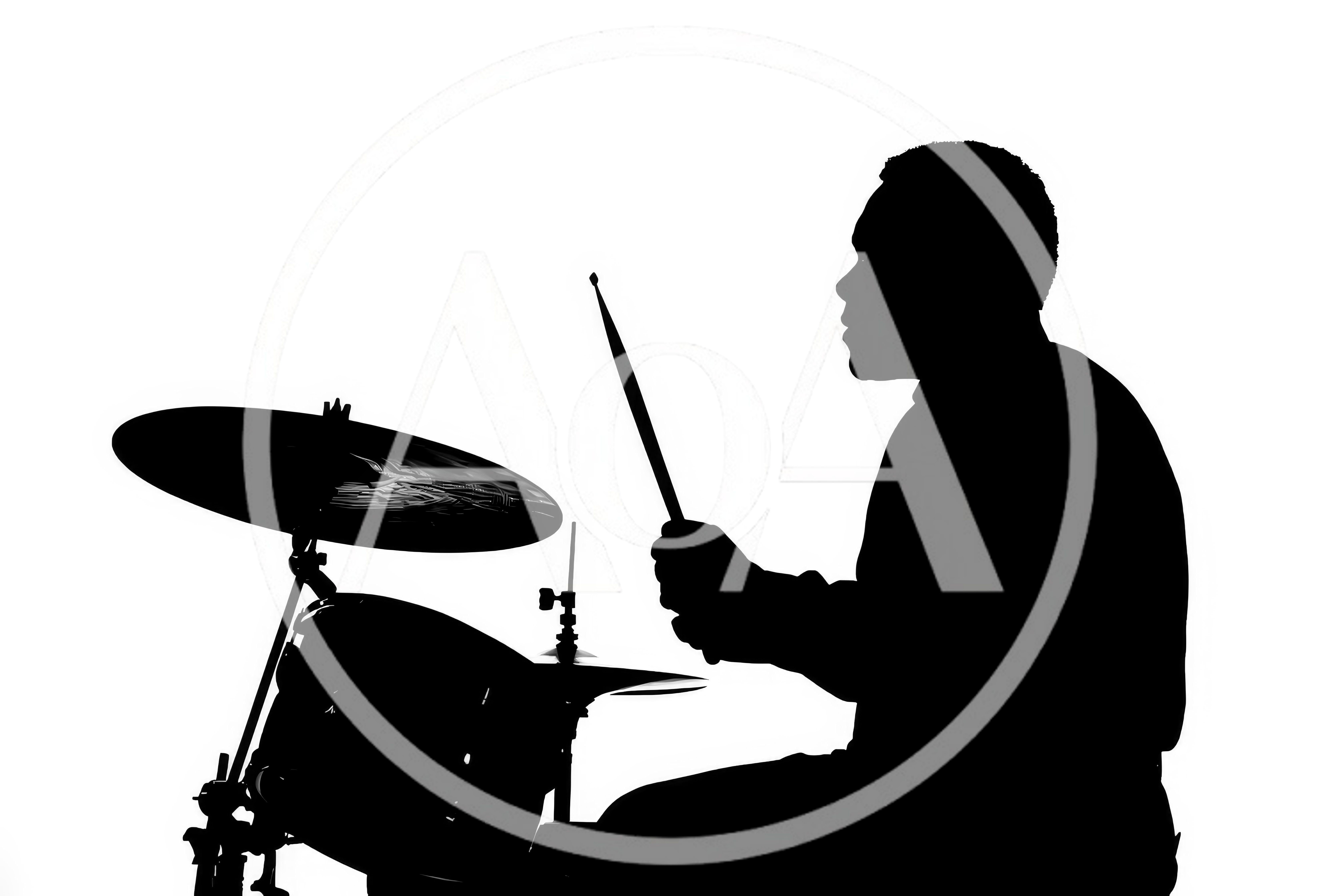 Silhouette Of A Drummer Playing Drums
