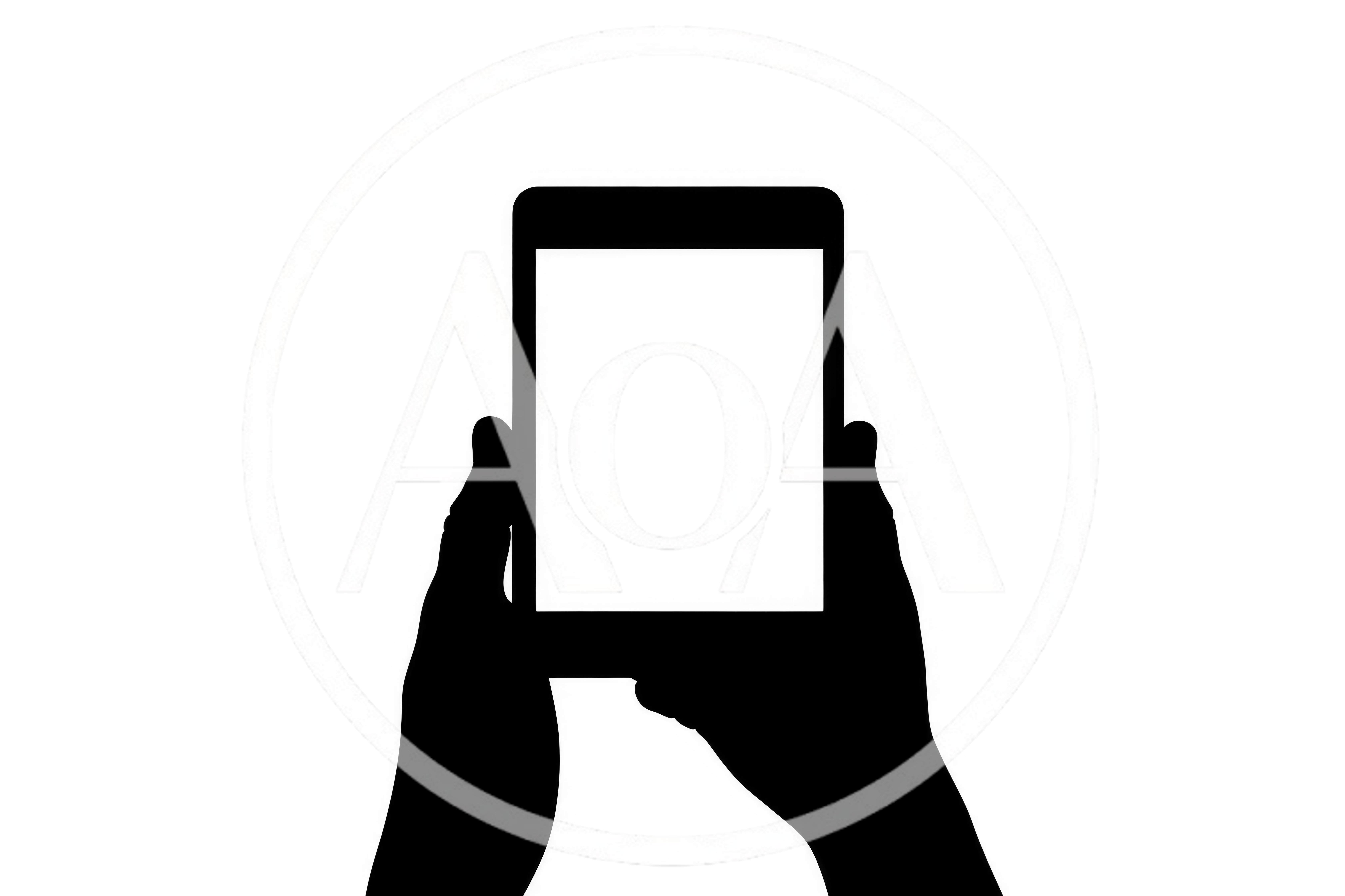 Silhouette Of Hands Holding A Tablet Device