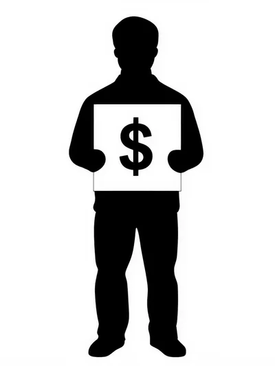Silhouette Of A Person Holding A Dollar Sign Sign