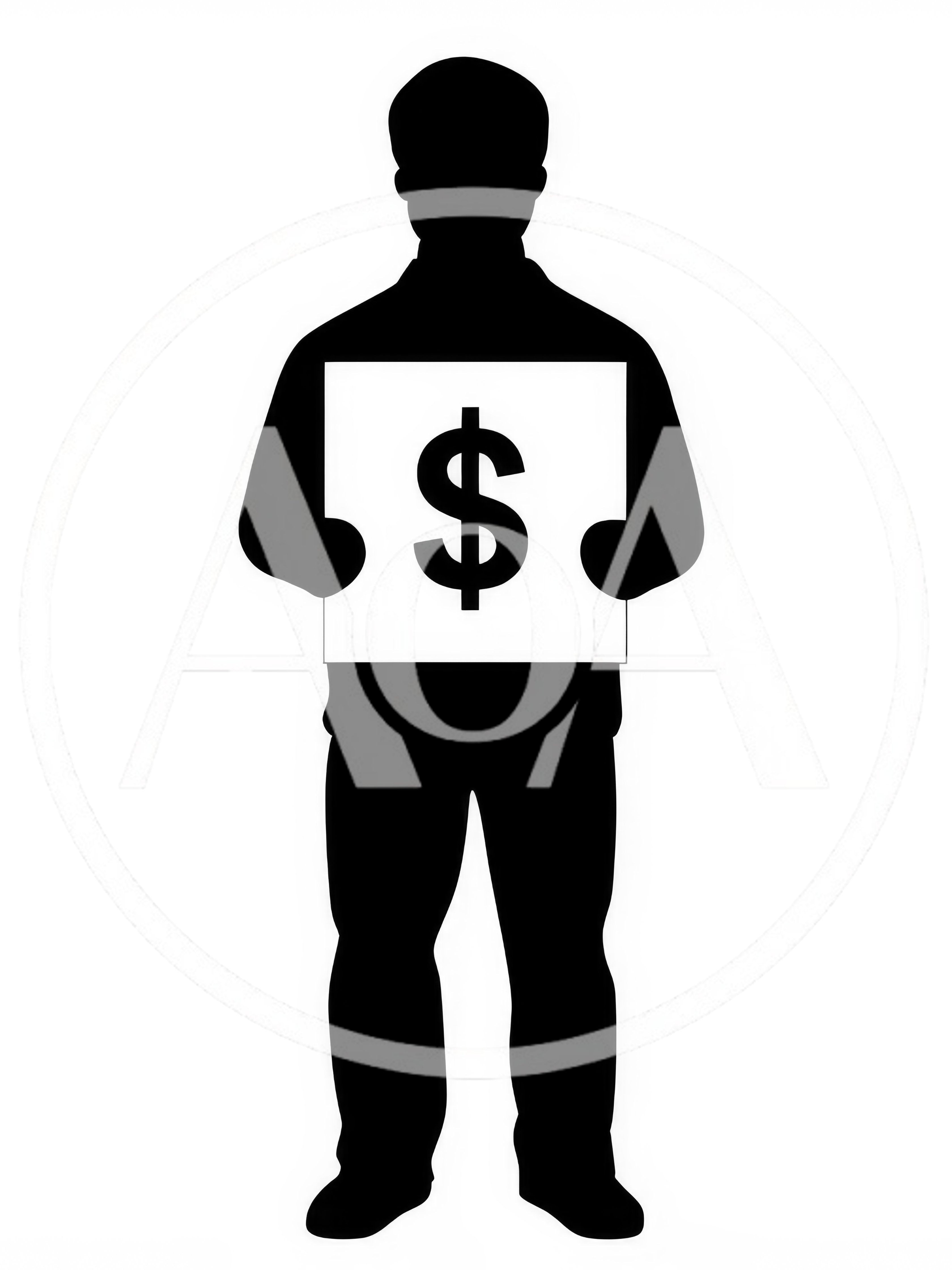 Silhouette Of A Person Holding A Dollar Sign Sign