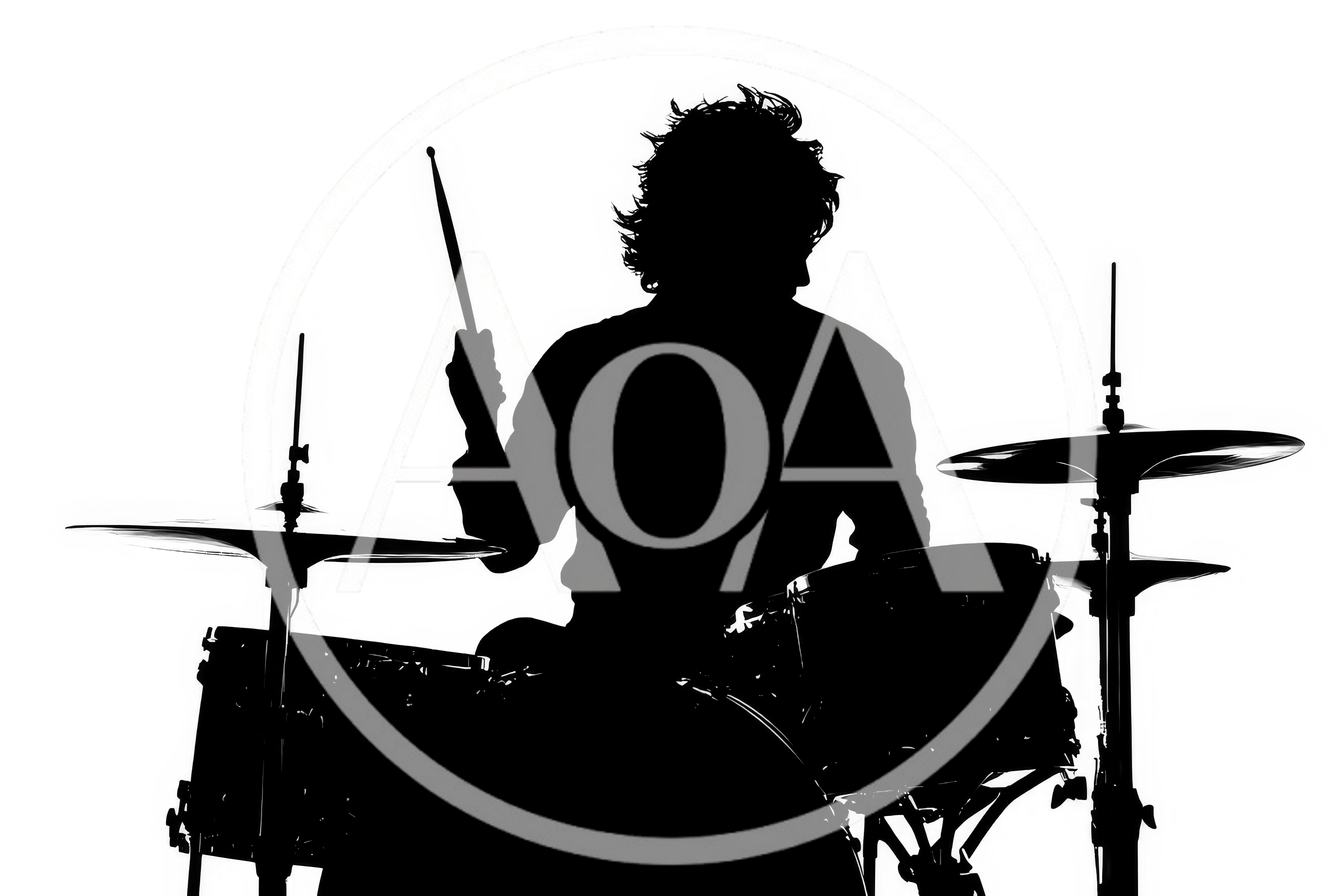 Silhouette Of A Drummer Playing Drums