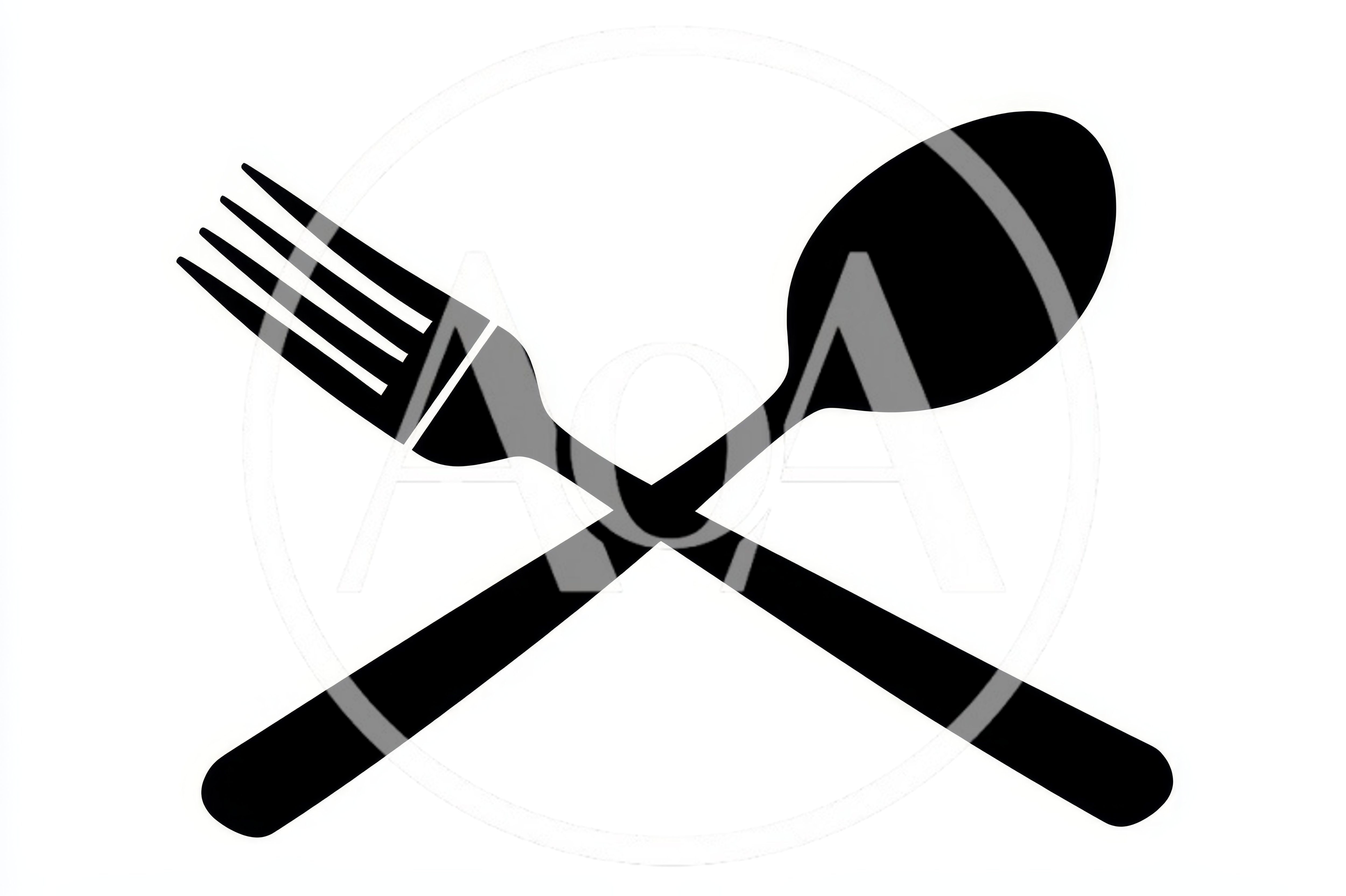 Black Silhouette Of Crossed Fork And Spoon