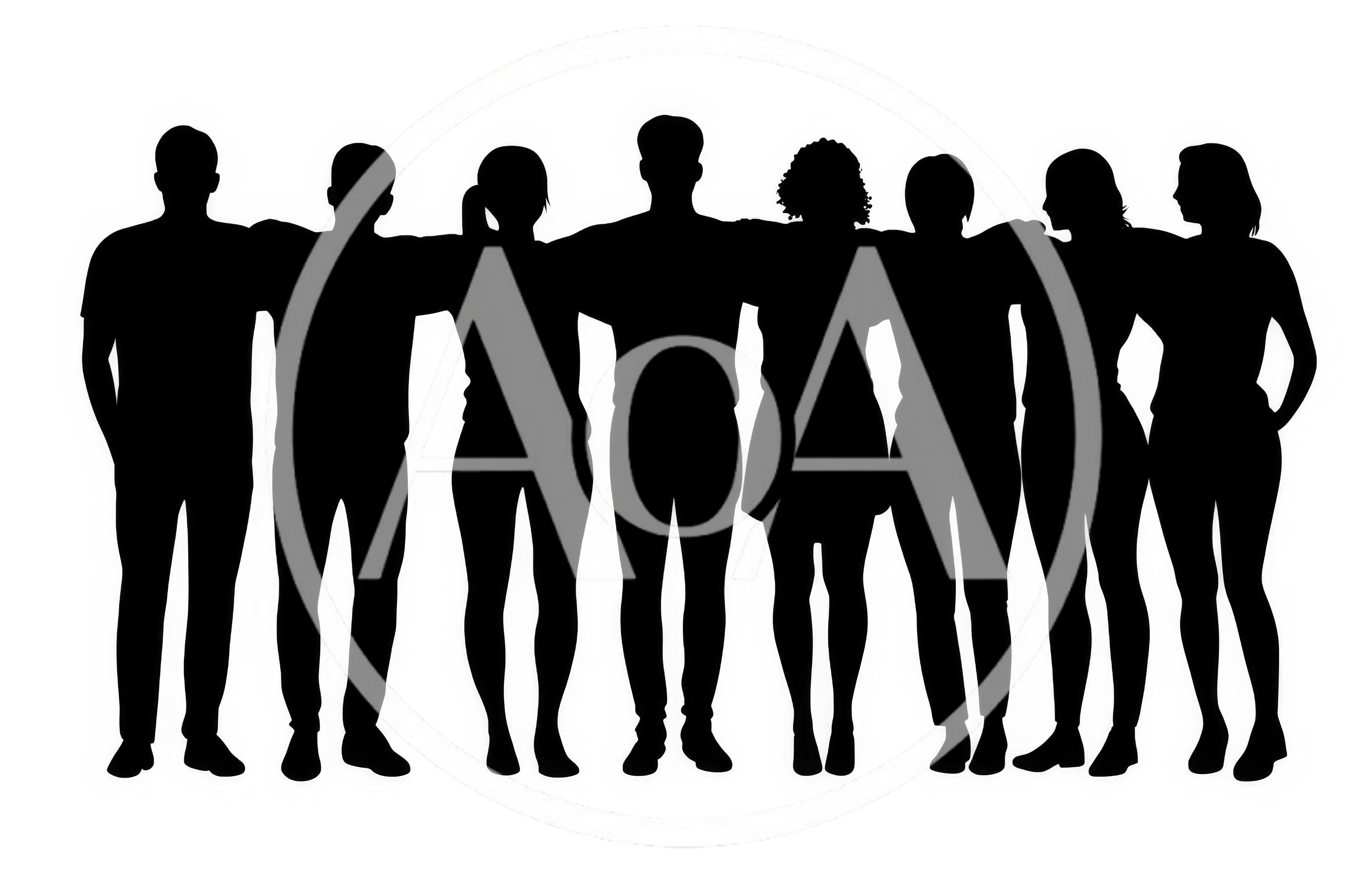 Silhouette Of A Diverse Group Of Friends Standing Together