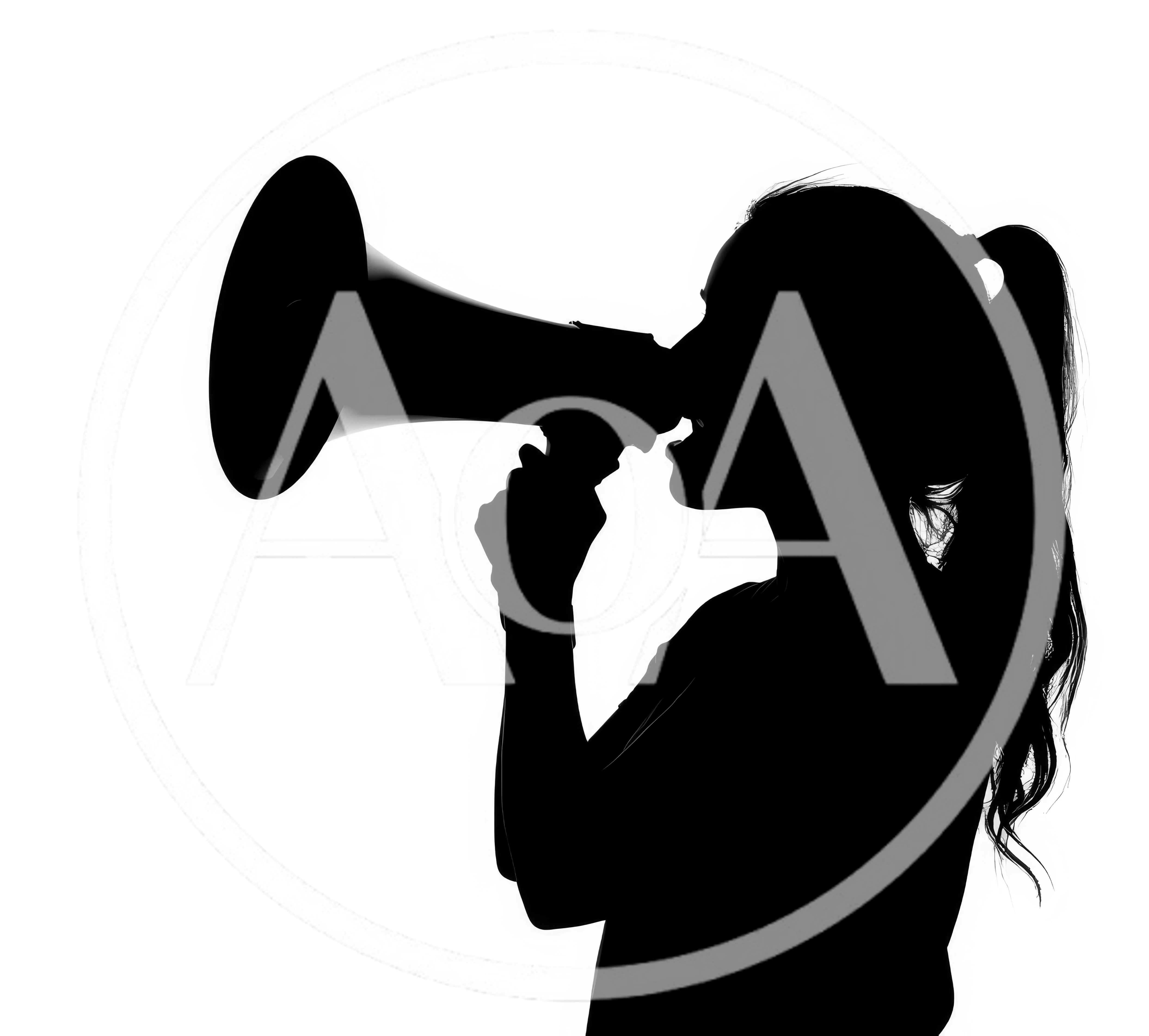 Silhouette Of A Woman Shouting Into A Megaphone