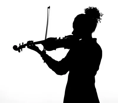 Silhouette Of A Woman Playing The Violin