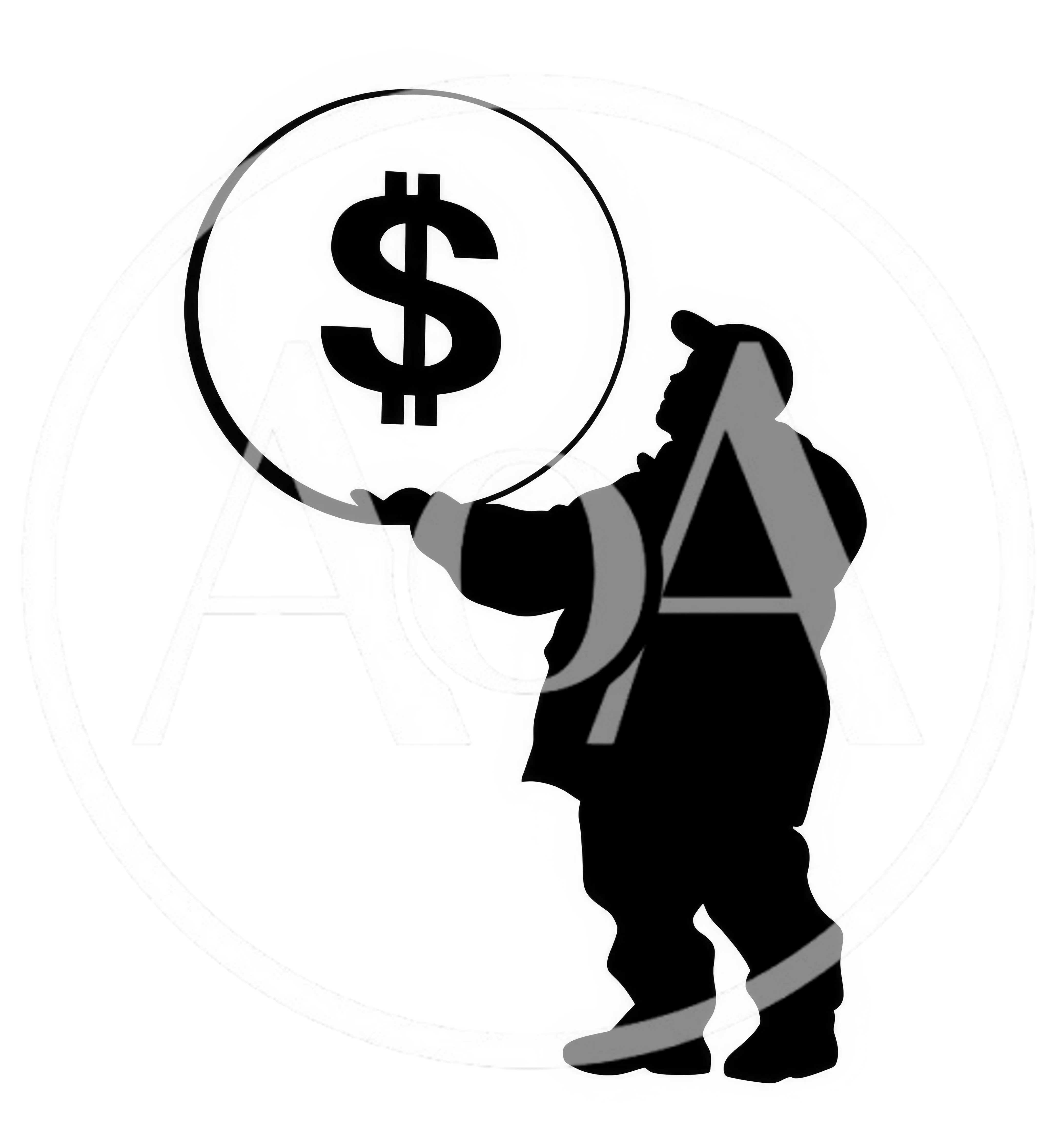 Silhouette Of A Person Holding A Large Dollar Coin