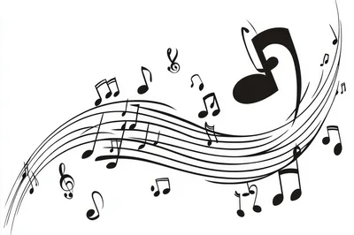 Abstract Musical Notes And Staff Lines Illustration
