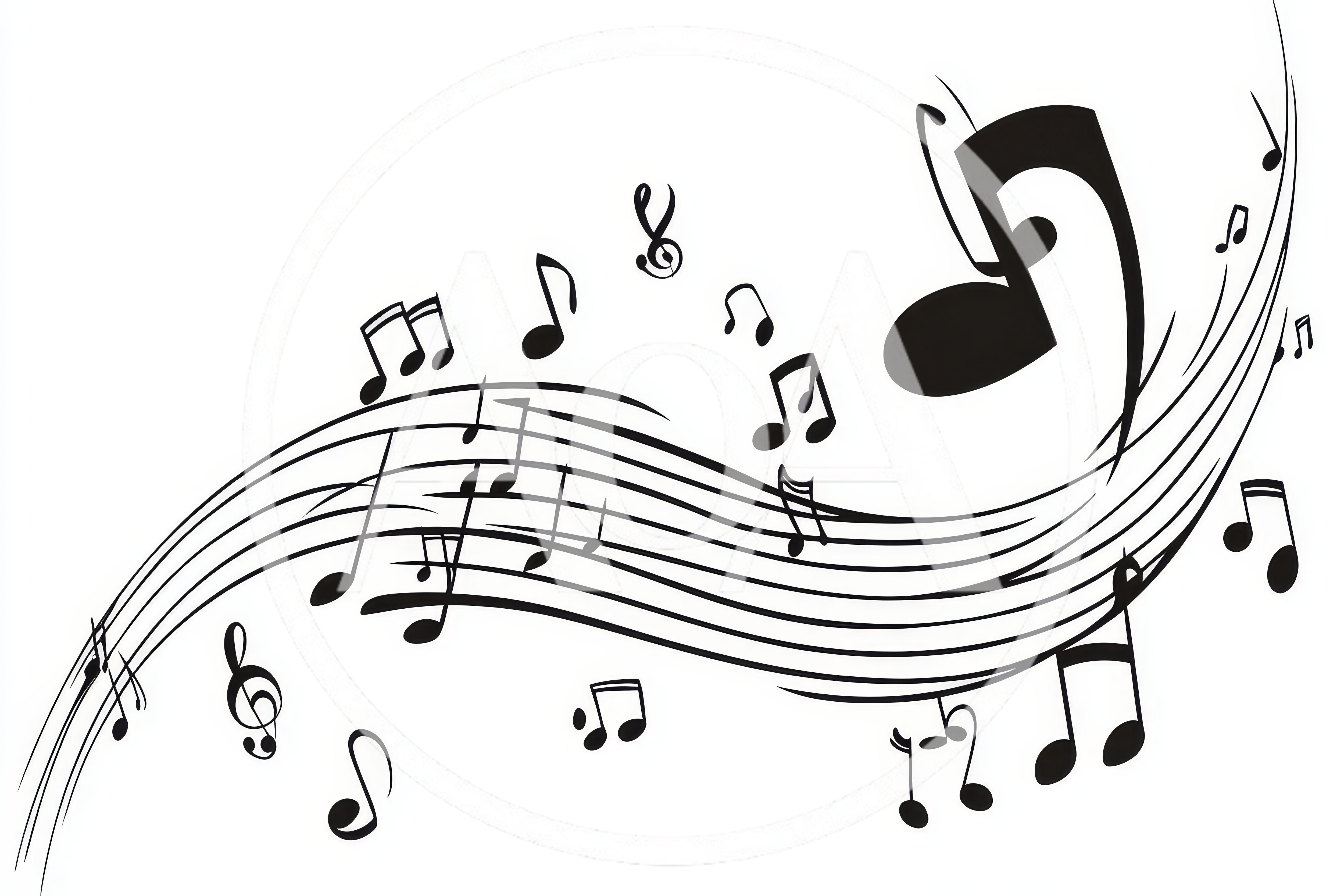 Abstract Musical Notes And Staff Lines Illustration