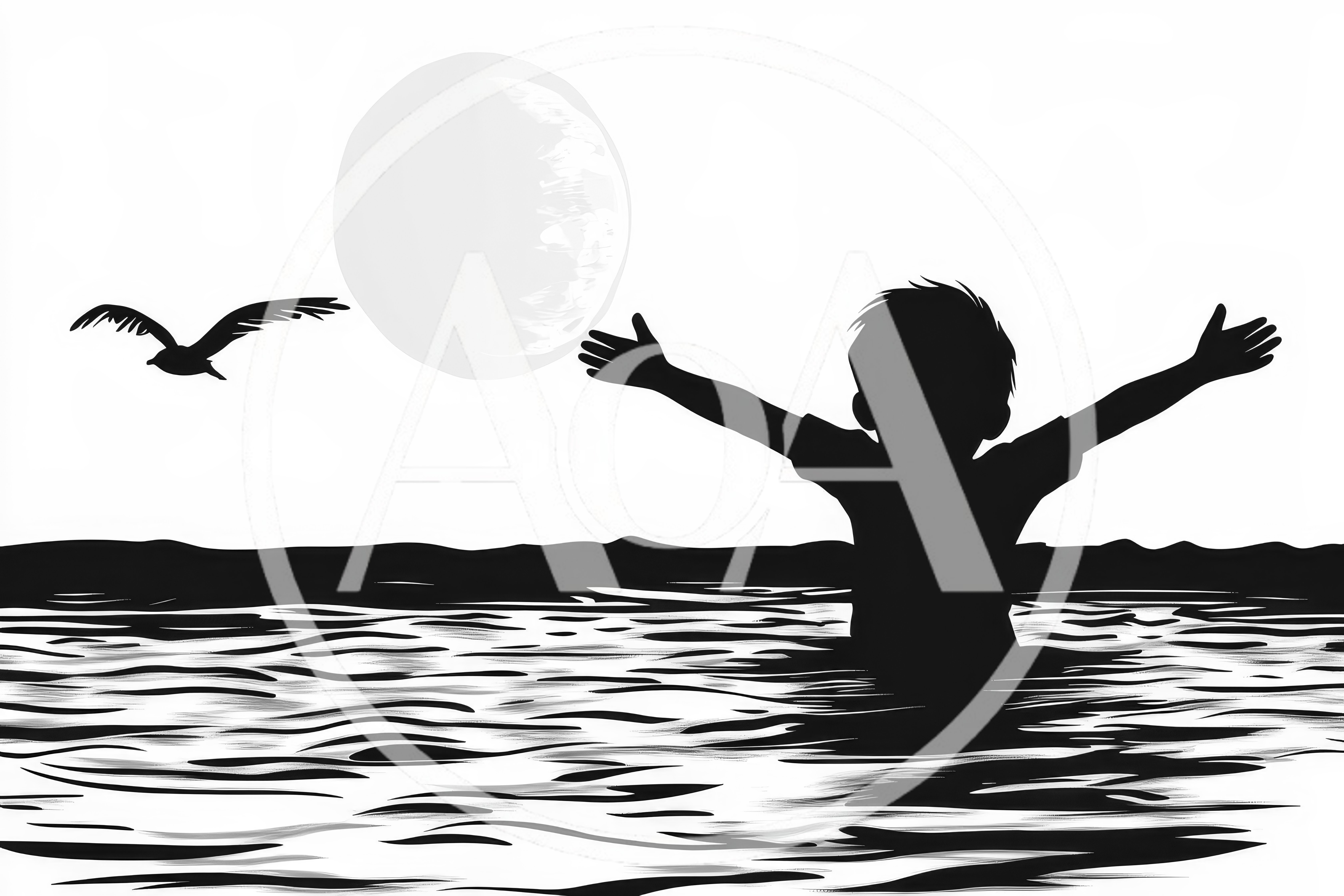 Silhouette Of A Child Reaching Toward The Moon