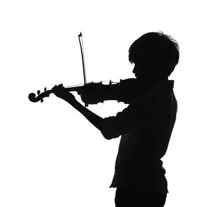 Silhouette Of A Young Person Playing The Violin