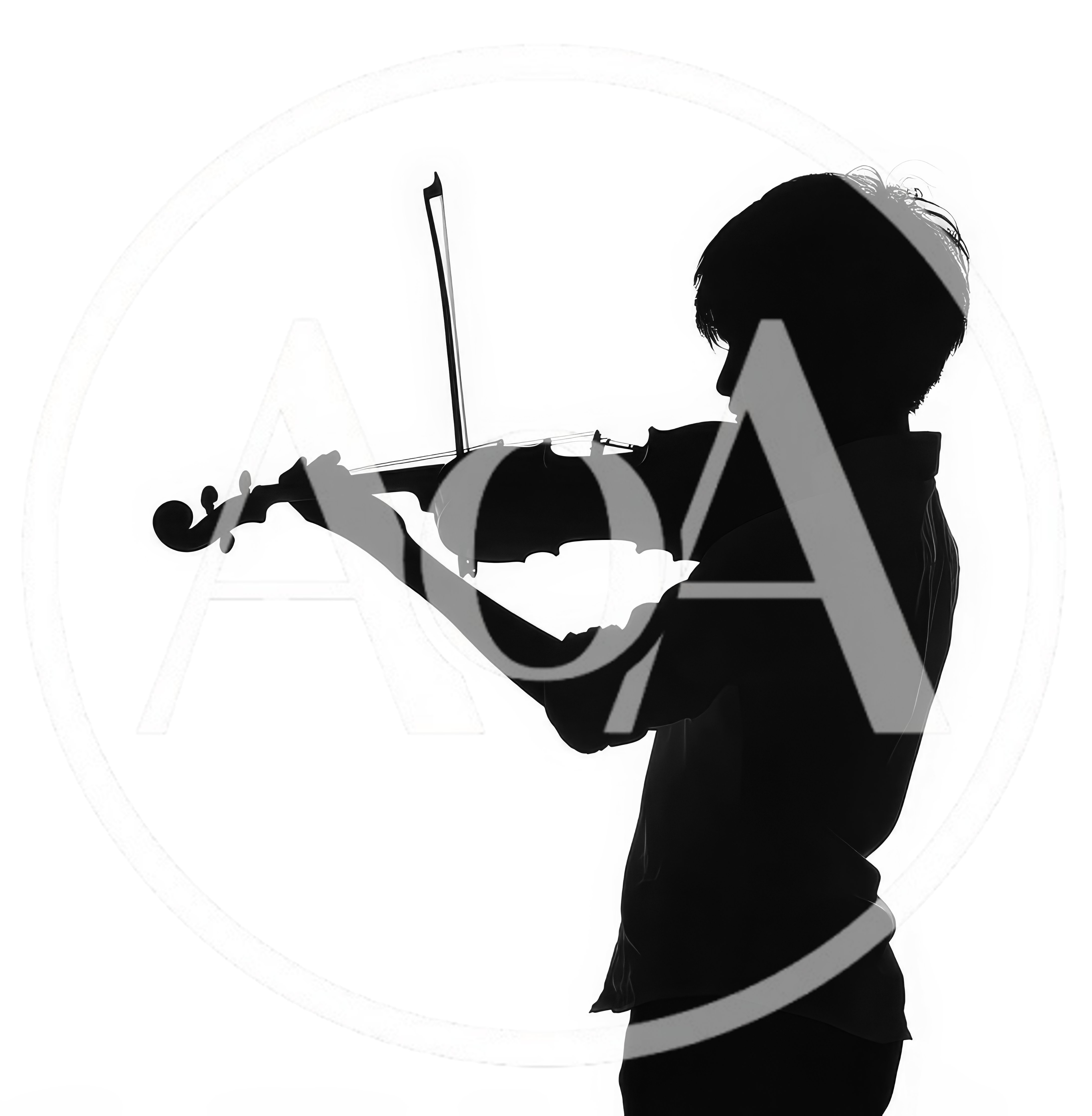 Silhouette Of A Young Person Playing The Violin