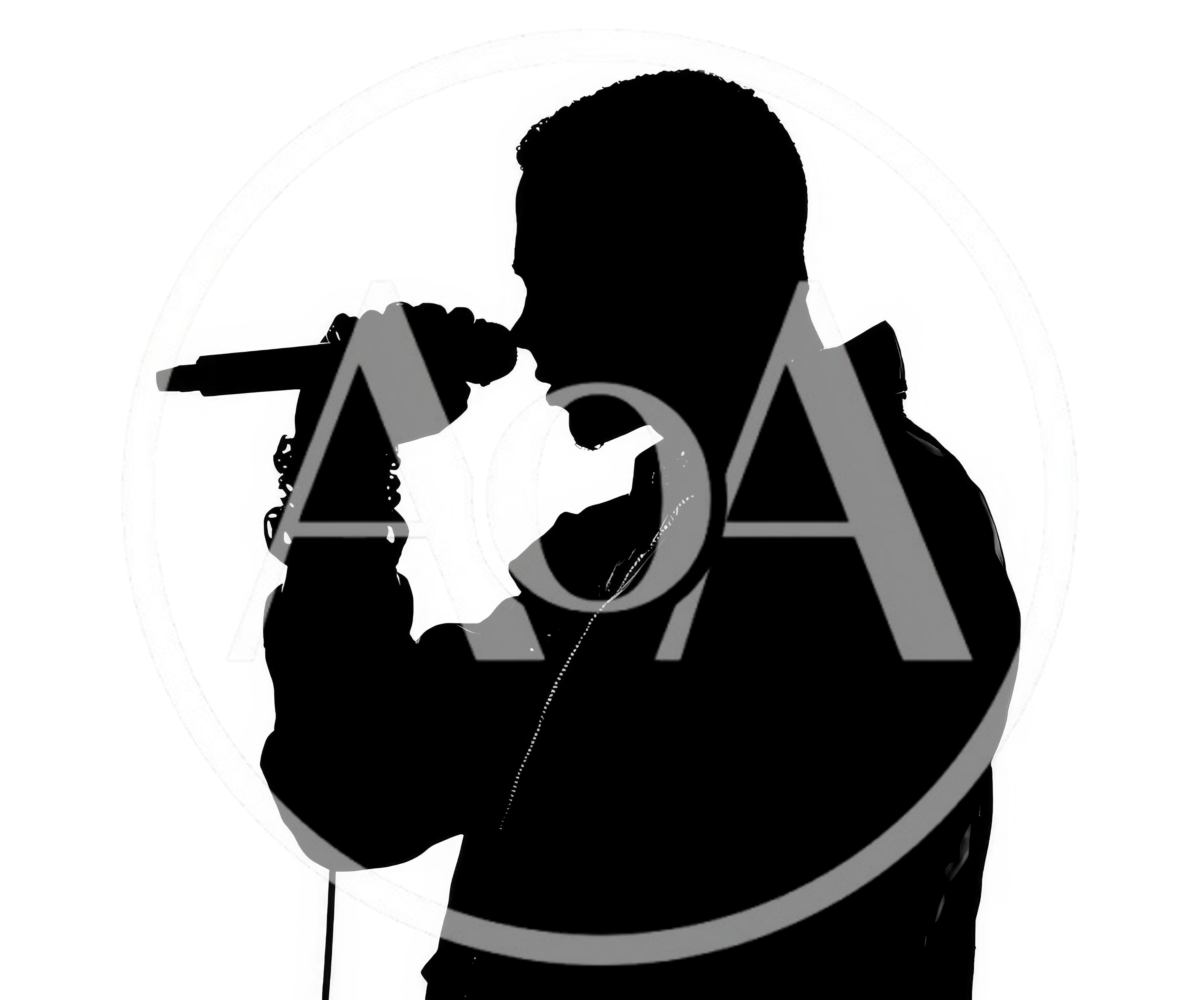 Silhouette Of A Male Singer Performing With A Microphone