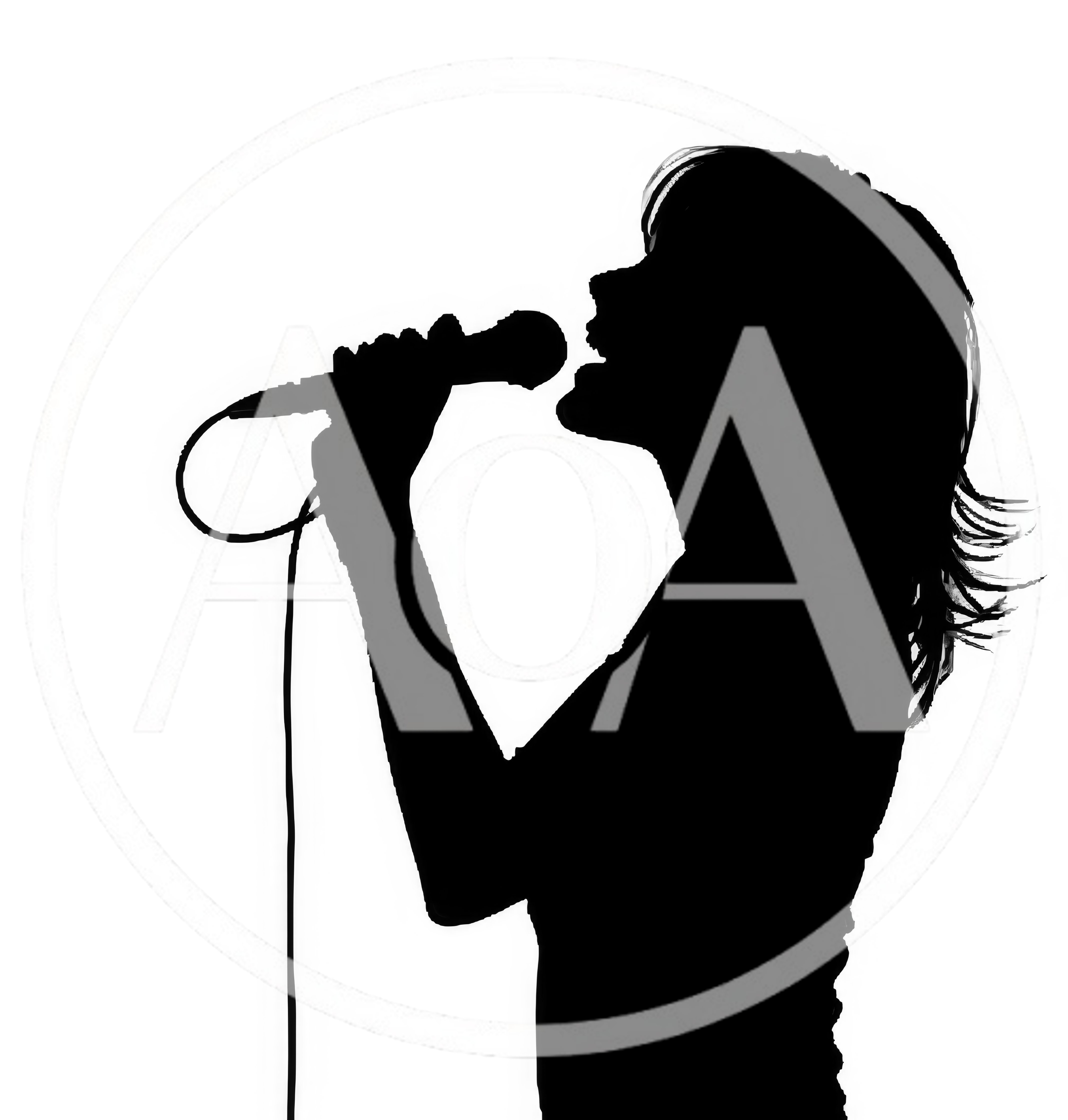 Silhouette Of A Woman Singing Into A Microphone