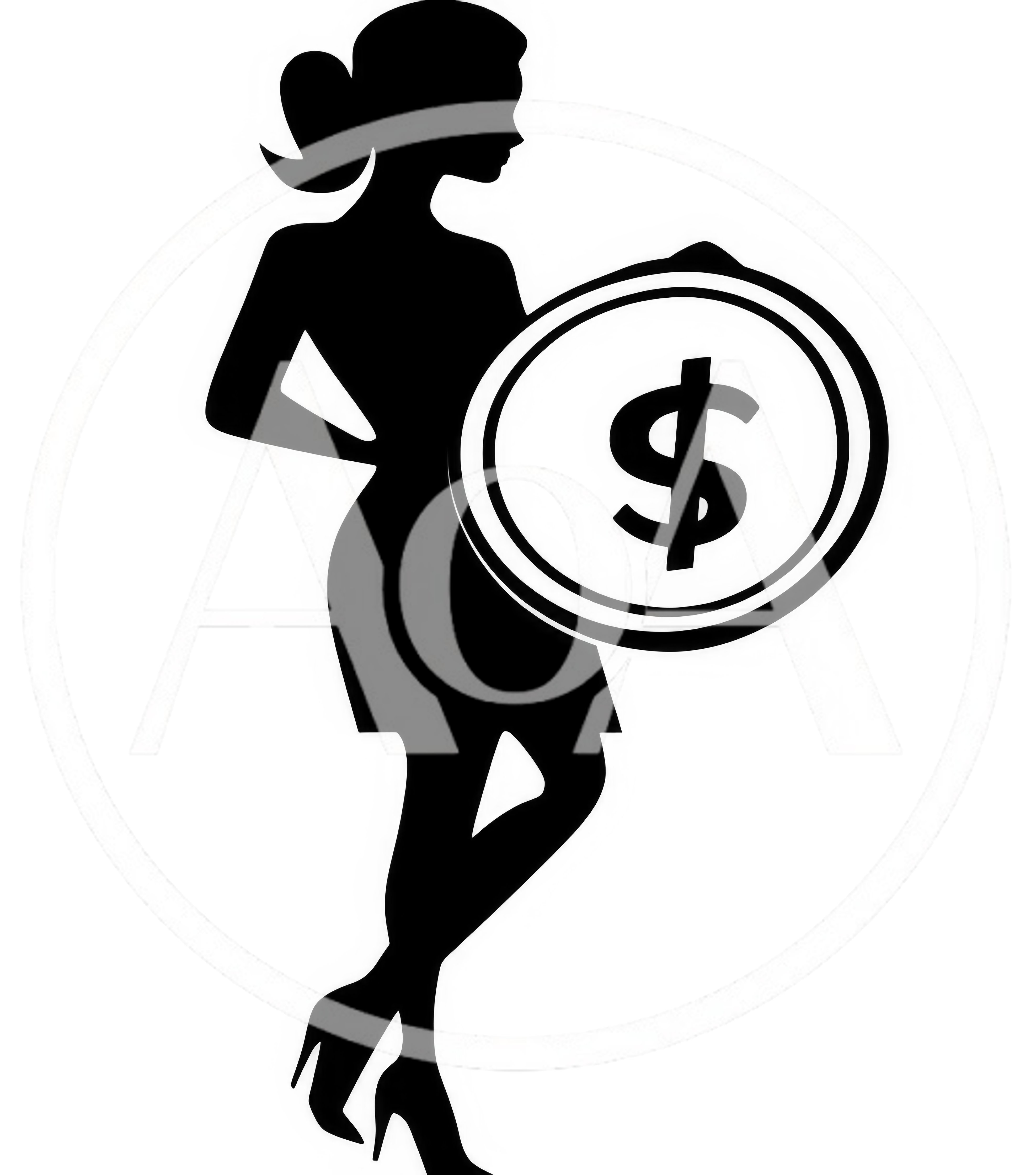Silhouette Of A Woman Holding A Dollar Coin