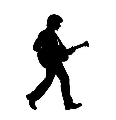 Silhouette Of A Man Playing Acoustic Guitar
