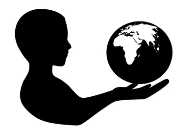 Silhouette Of A Child Holding The Earth Globe
