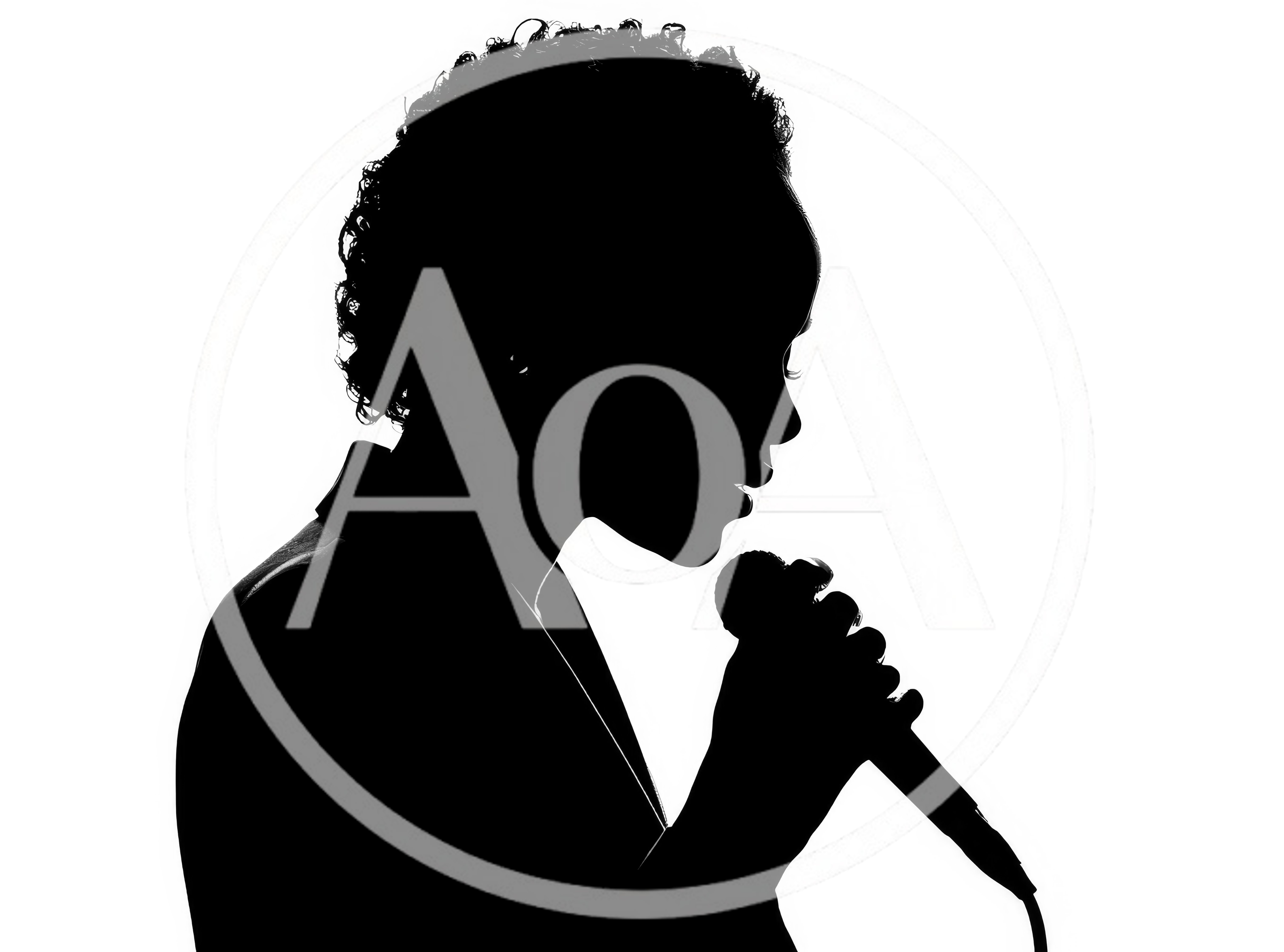 Silhouette Of A Woman Singing Into A Microphone