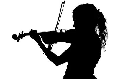 Silhouette Of A Young Woman Playing The Violin