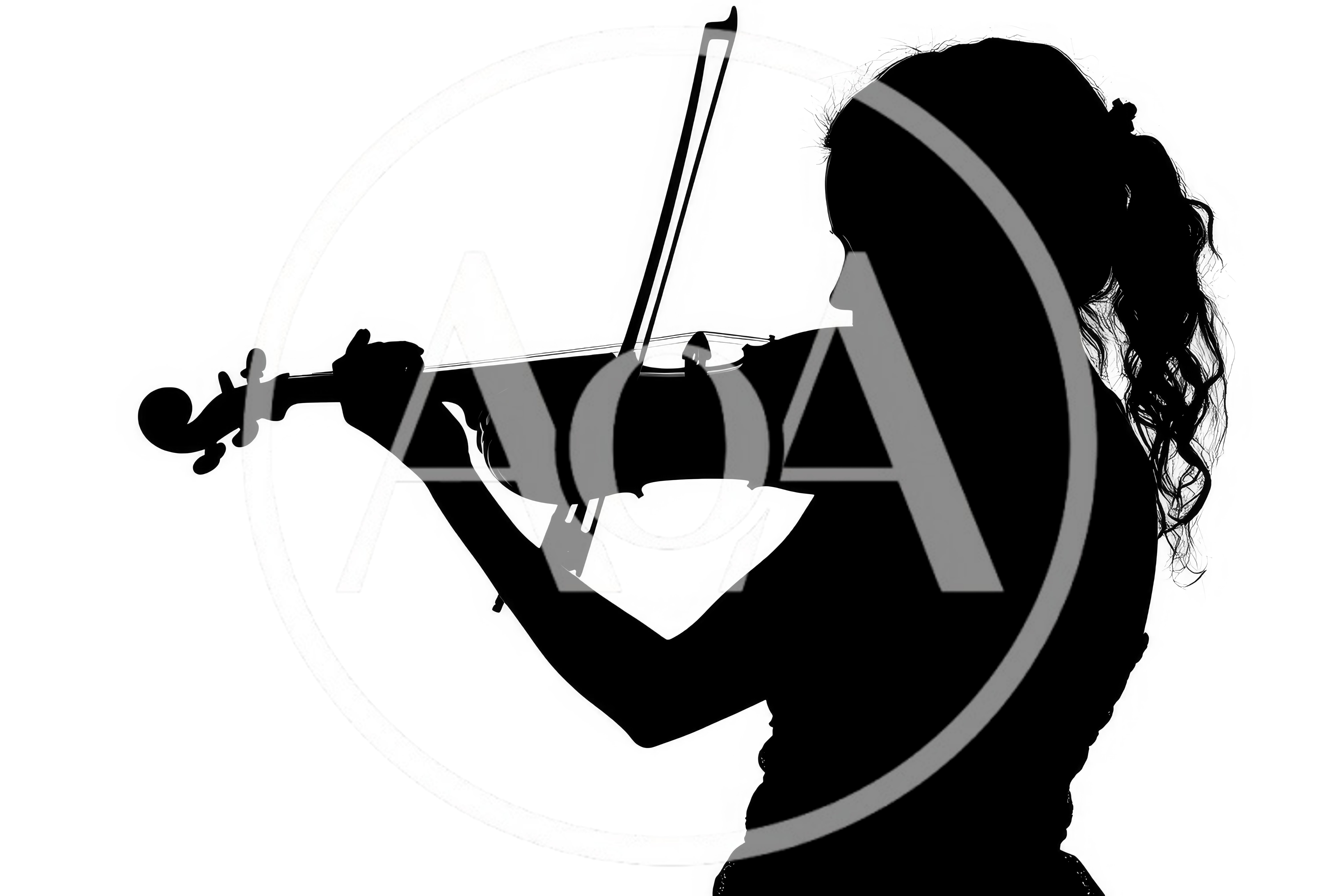 Silhouette Of A Young Woman Playing The Violin