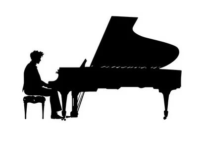 Silhouette Of A Pianist Playing A Grand Piano