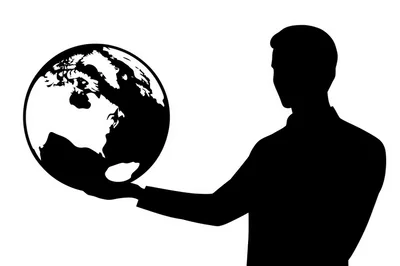 Silhouette Of A Man Holding A Globe