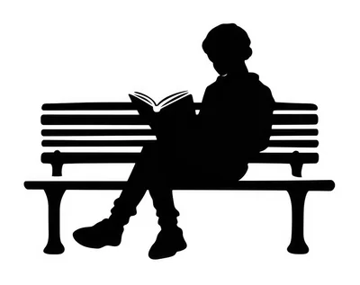 Silhouette Of A Person Reading On A Park Bench