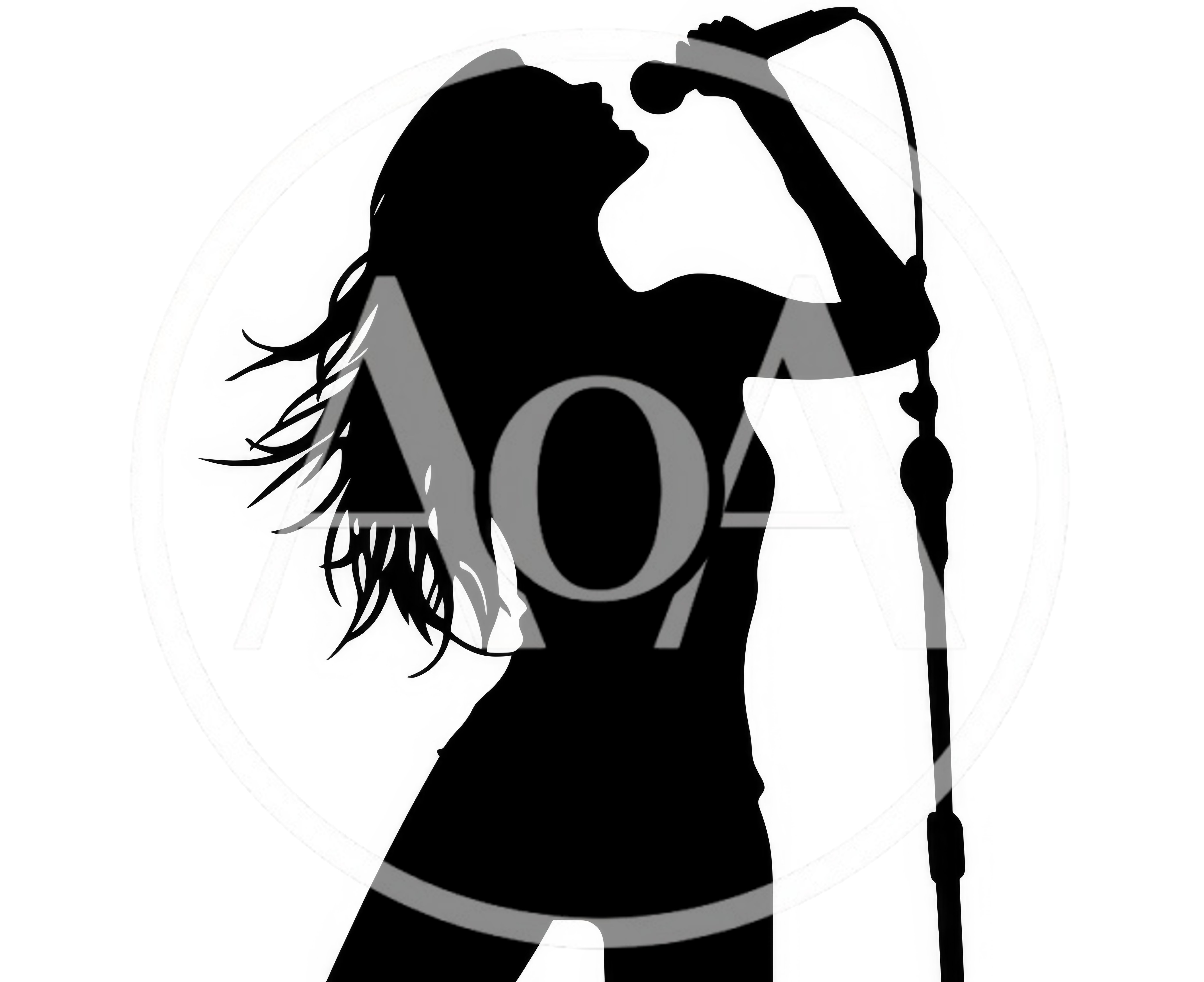 Silhouette Of A Female Singer Performing With A Microphone