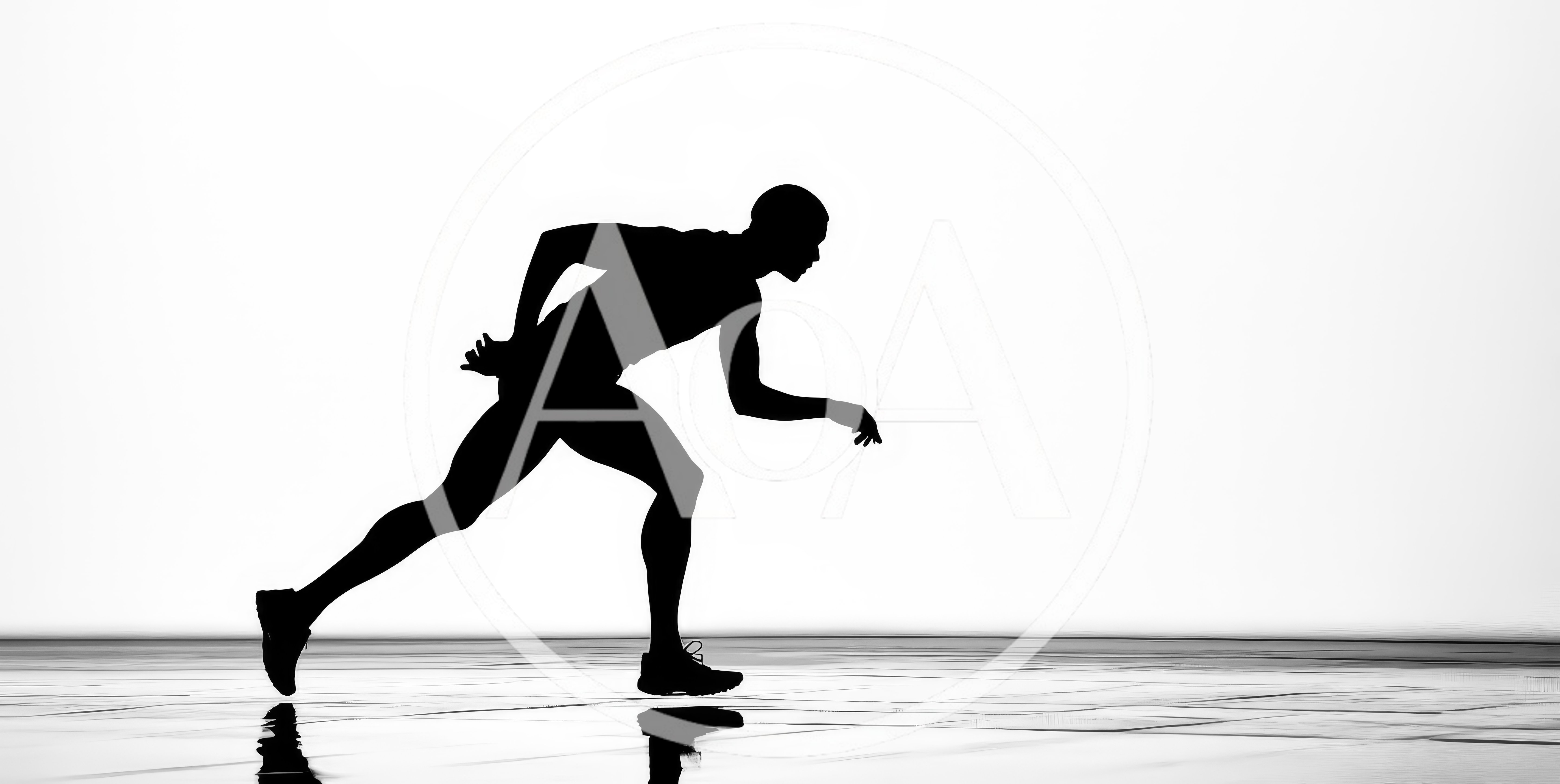 Silhouette Of A Male Sprinter Starting A Race