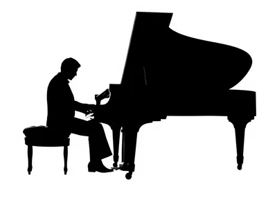 Silhouette Of A Man Playing A Grand Piano