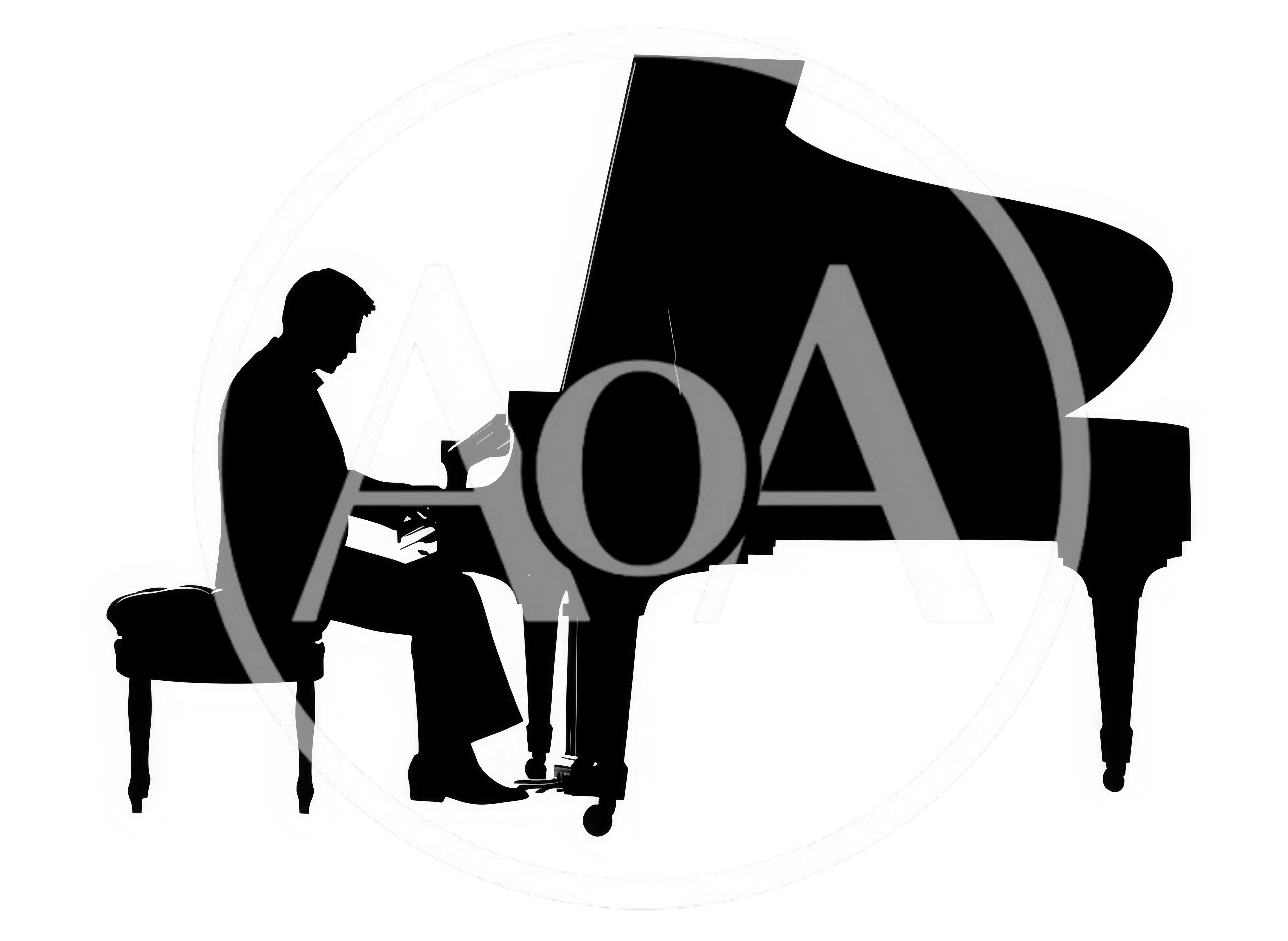 Silhouette Of A Man Playing A Grand Piano