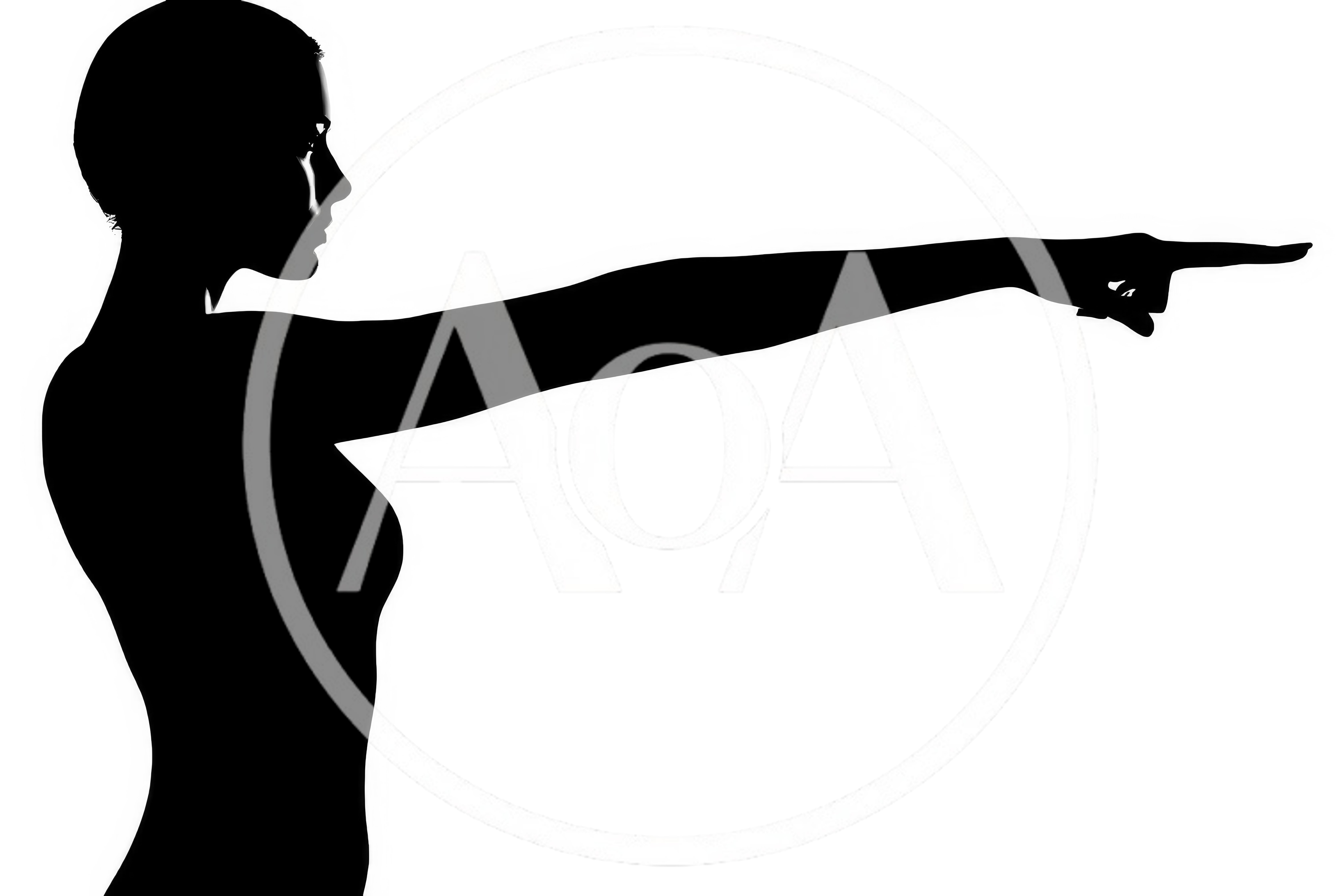 Silhouette of a Woman Pointing to the Right