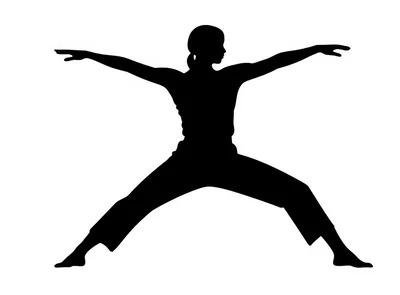 Silhouette Of A Woman Practicing Yoga Warrior Pose