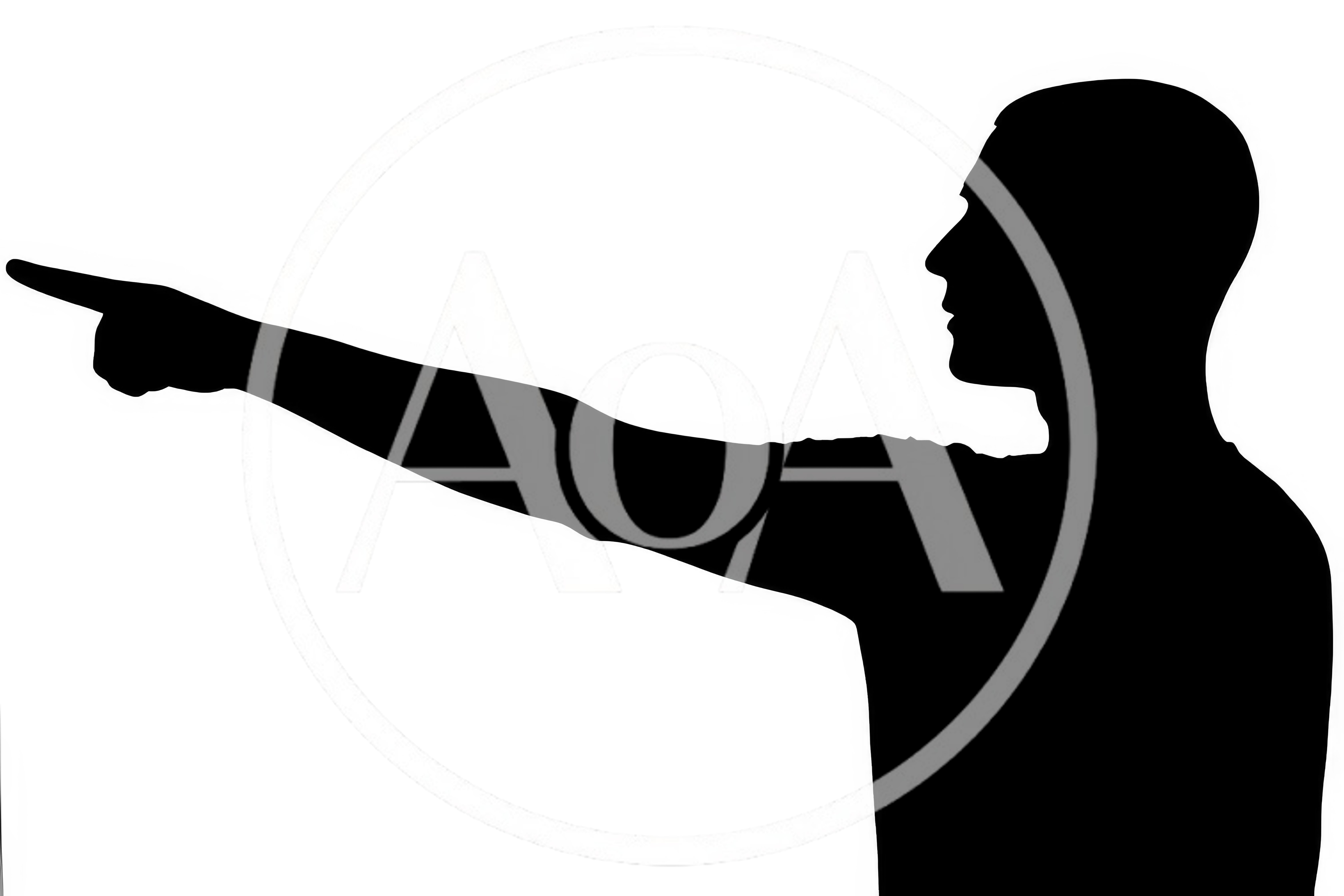 Silhouette Of A Man Pointing With His Finger