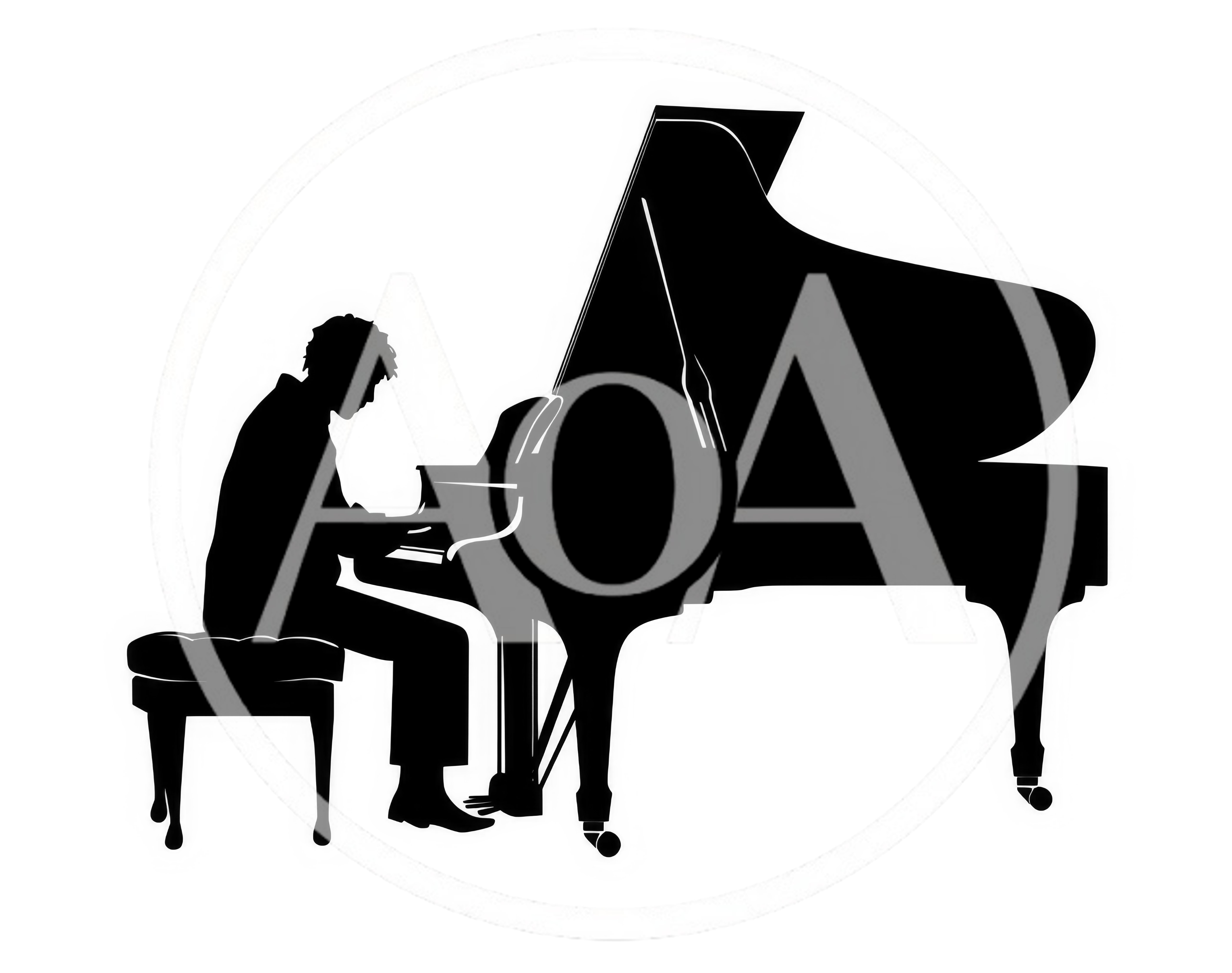 Silhouette Of A Pianist Playing A Grand Piano
